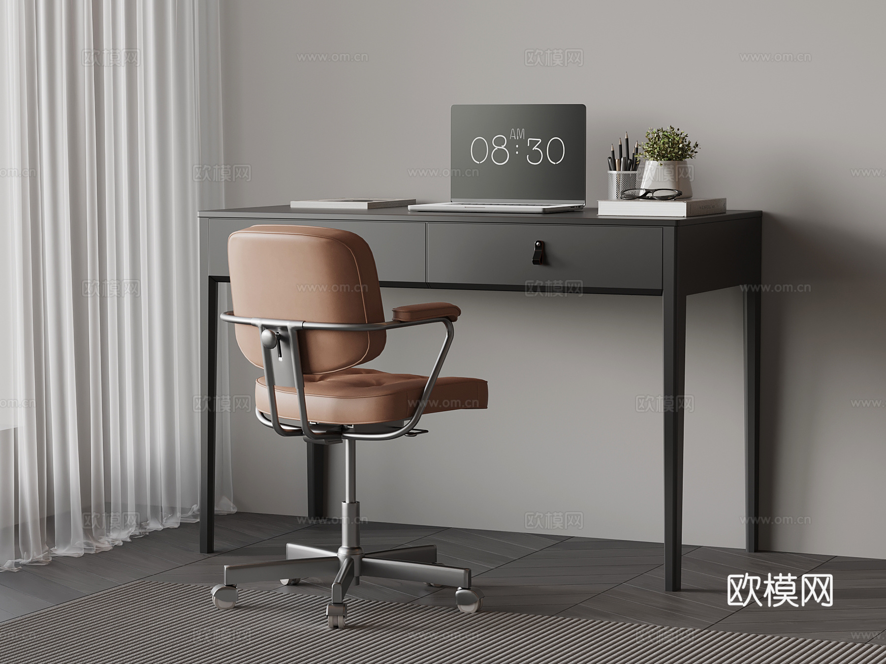 意式书桌椅su模型
