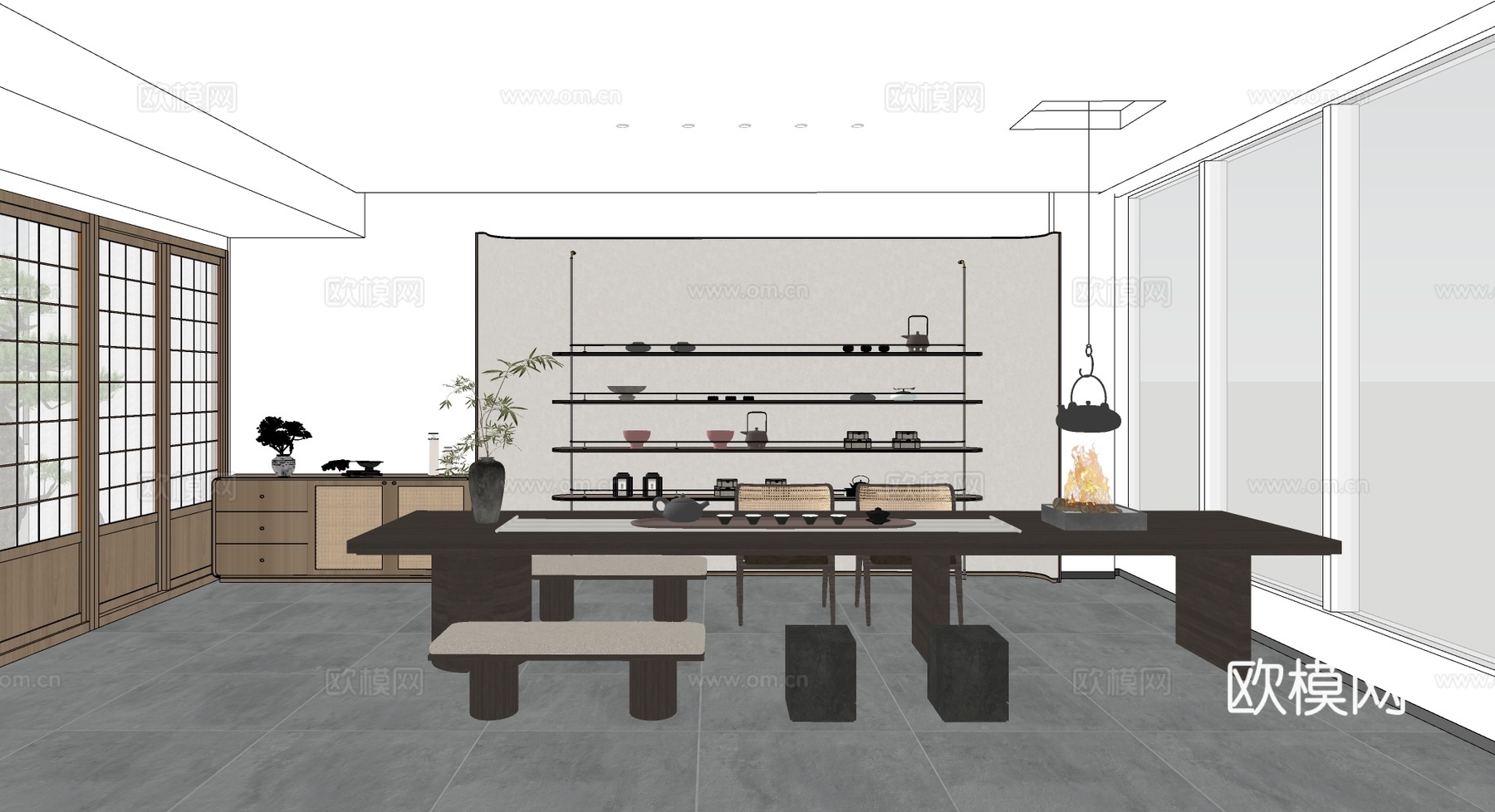 总经理及茶室su模型su模型su模型