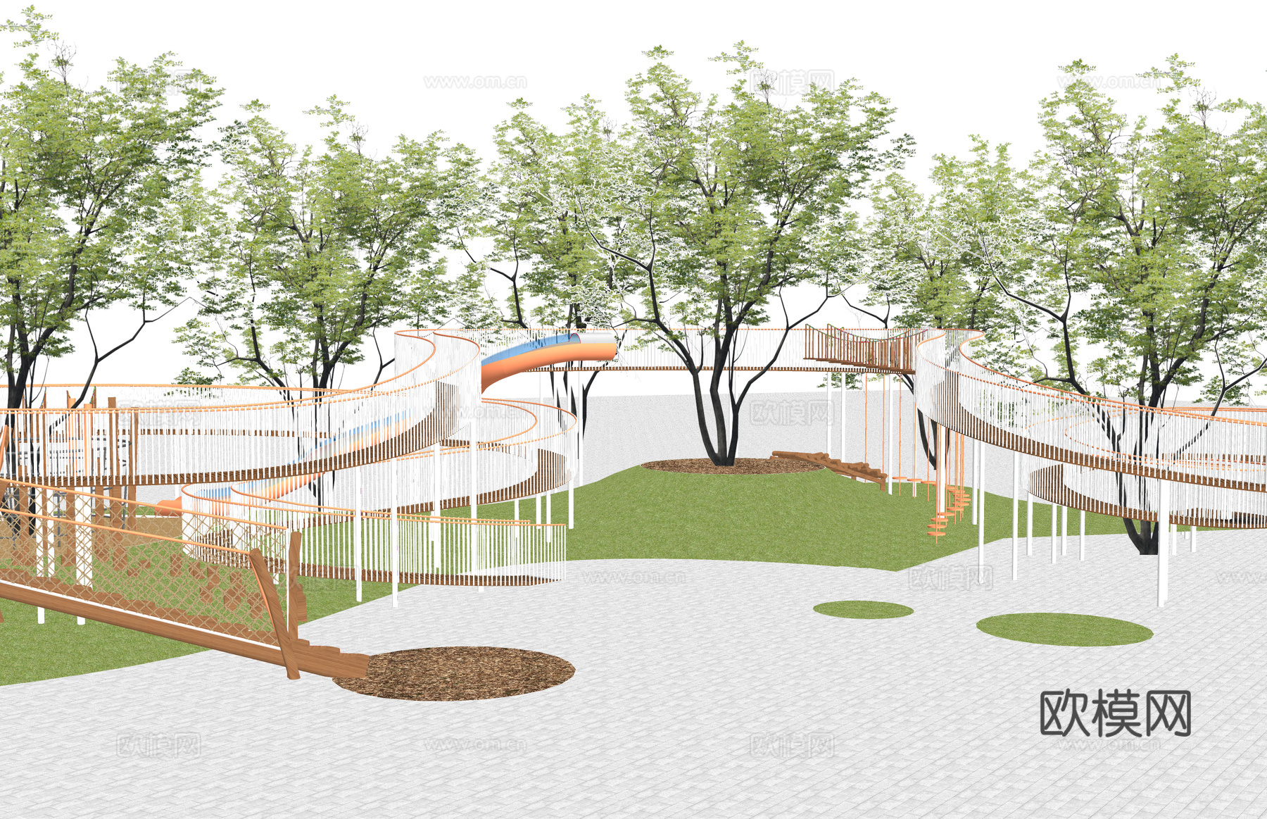 栈道 景观 滨水景观 桥 景观桥 高架桥 桥梁 木栈道 结构su模型