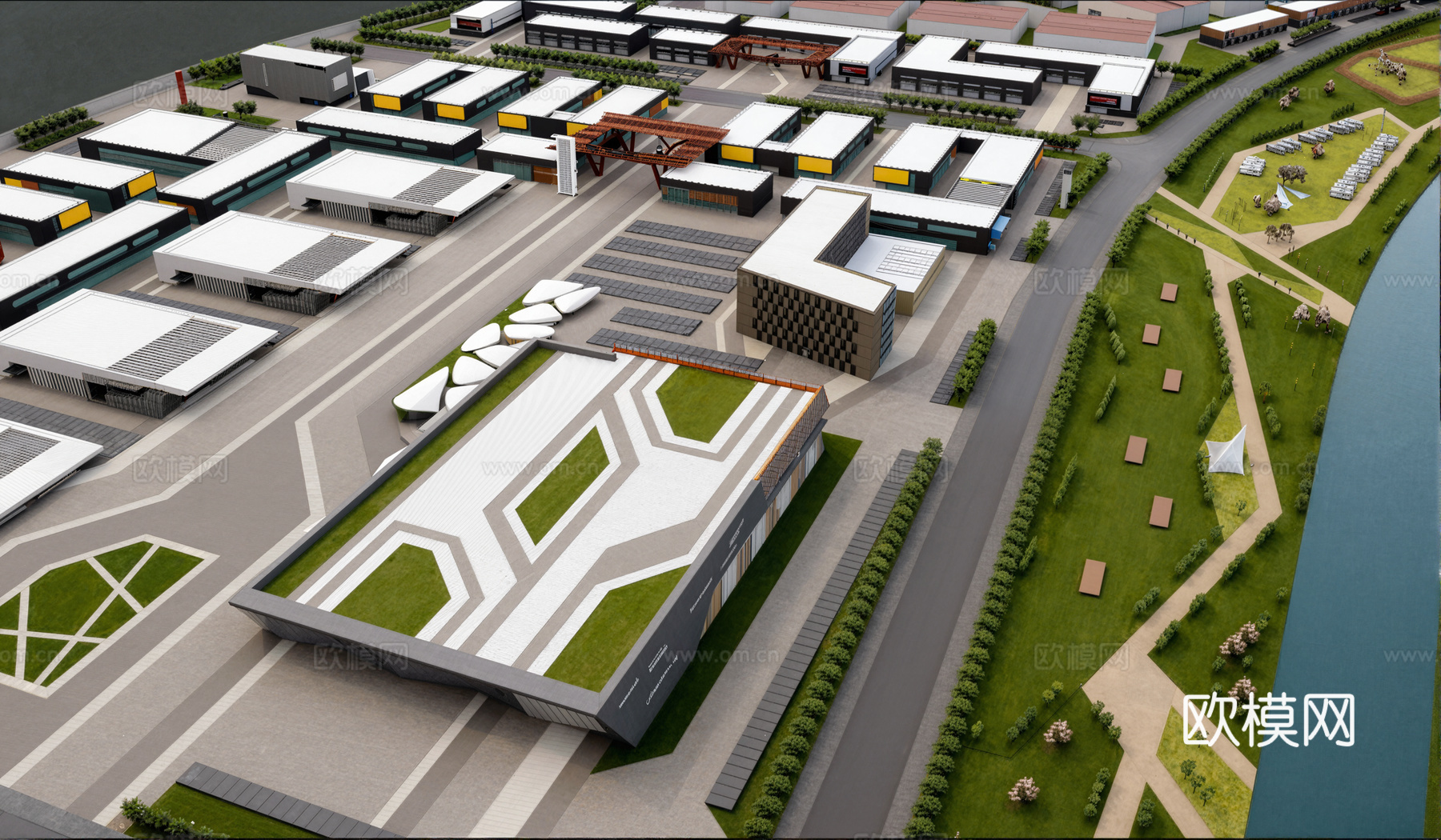 现代景观园林广场园区su模型su模型