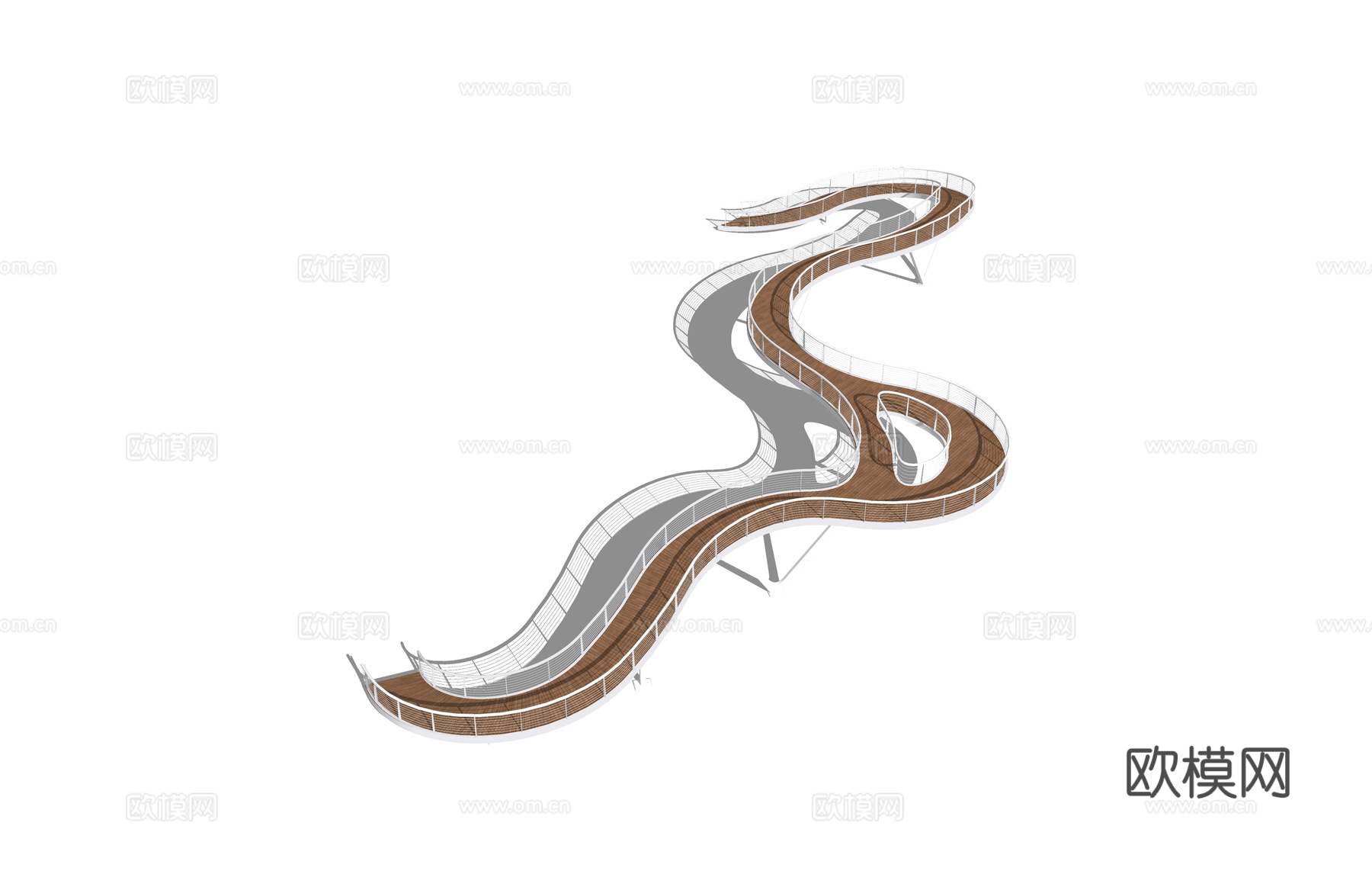 栈道 景观 滨水景观 桥 景观桥 高架桥 桥梁 木栈道 结构su模型