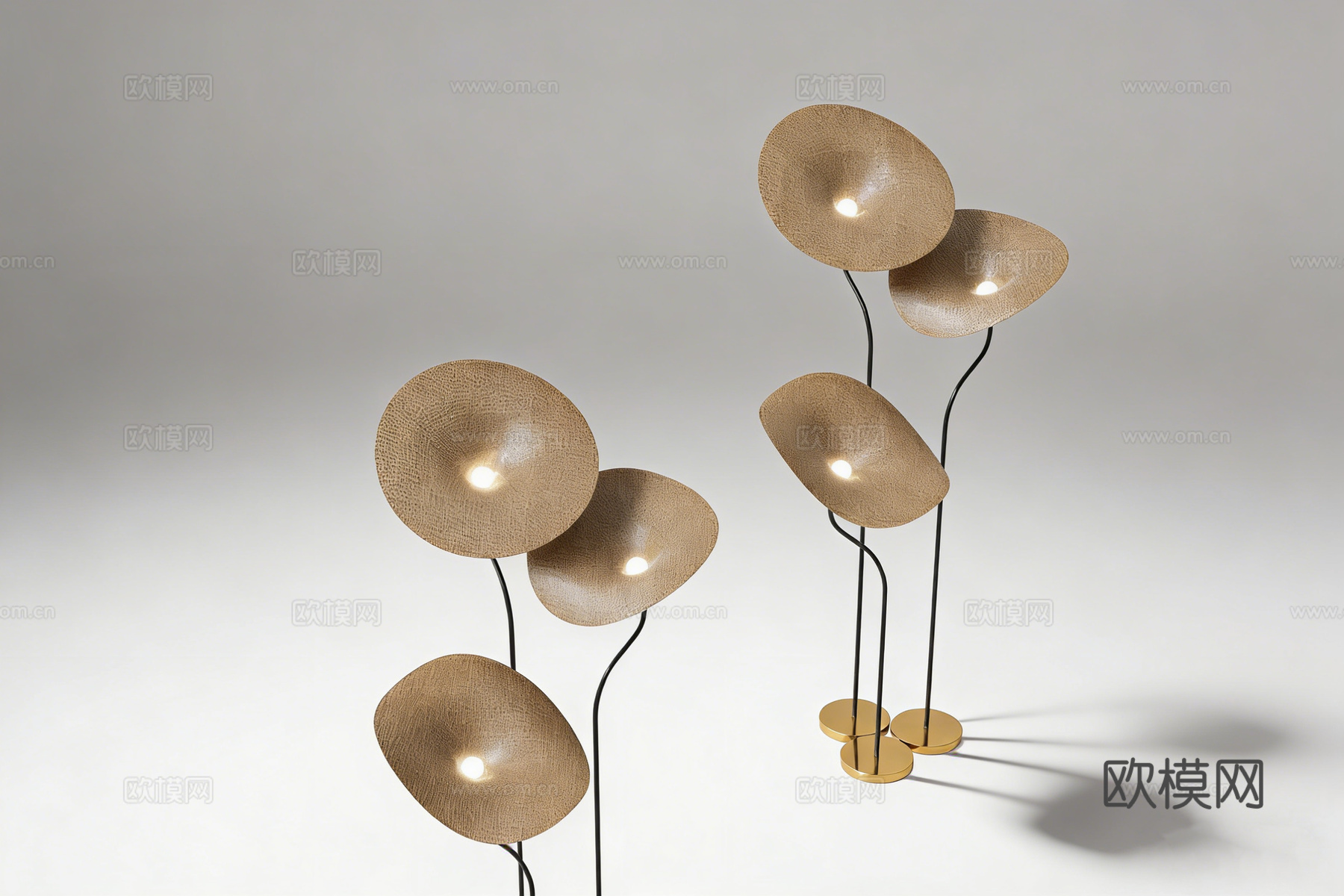 现代侘寂艺术风灯具  编织伞形灯 落地灯su模型