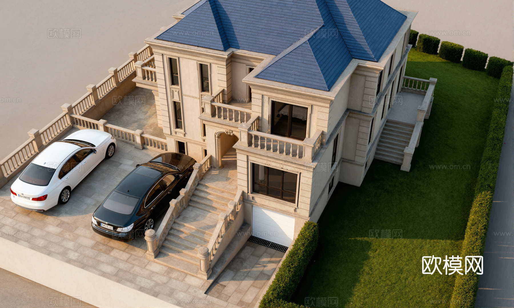 欧式别墅外观花园su模型