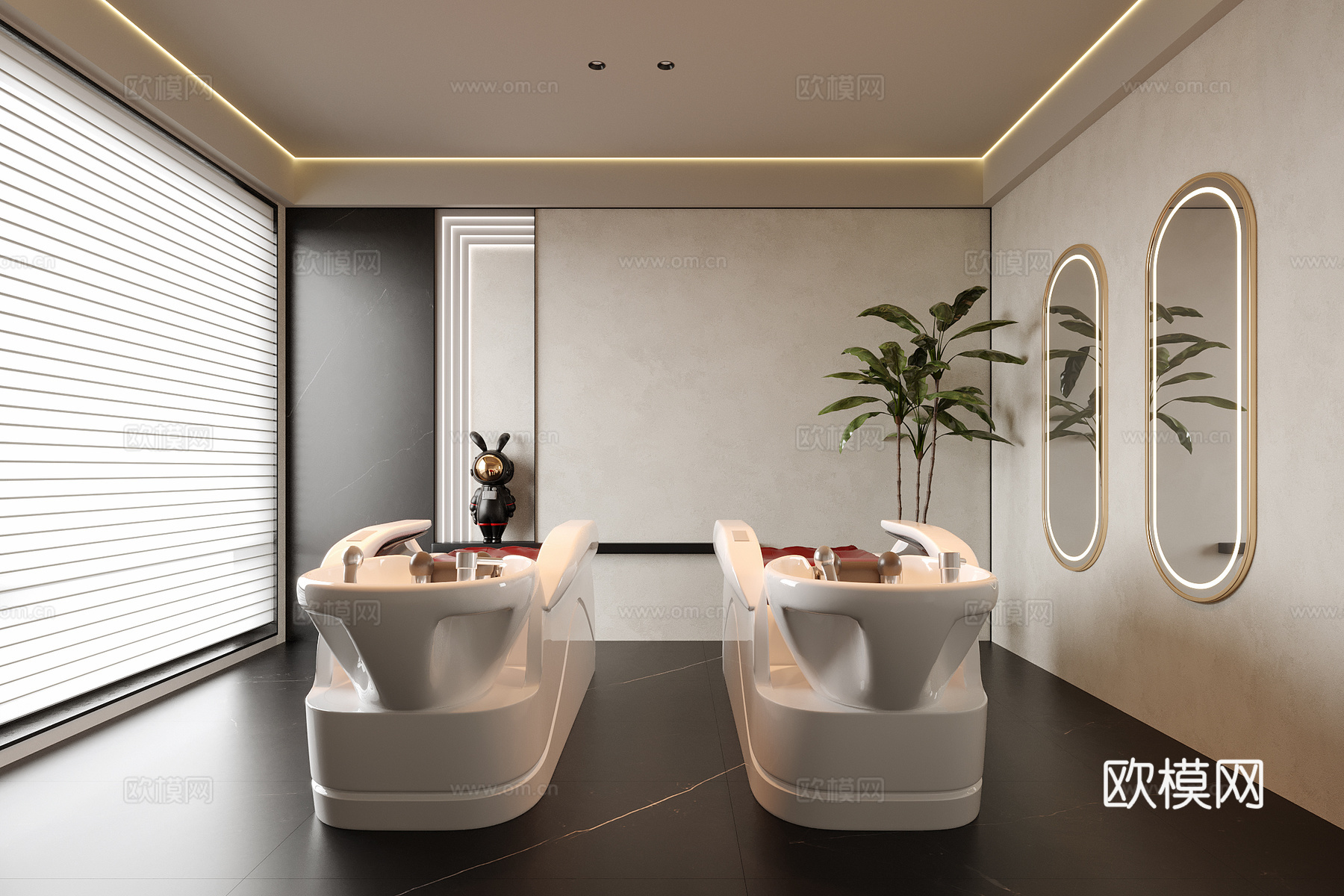 现代理发店洗头间su模型su模型