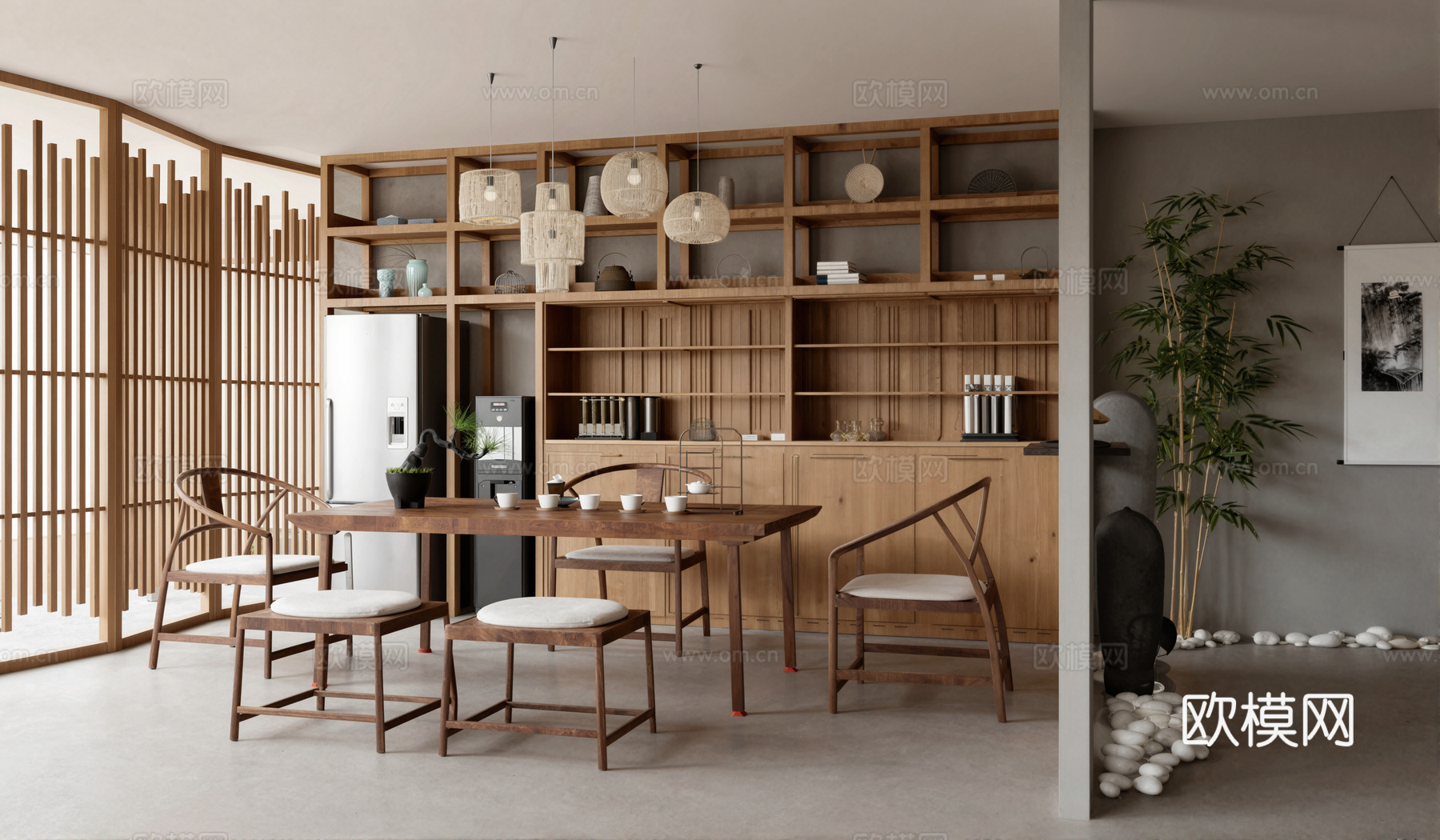 新中式茶室su模型