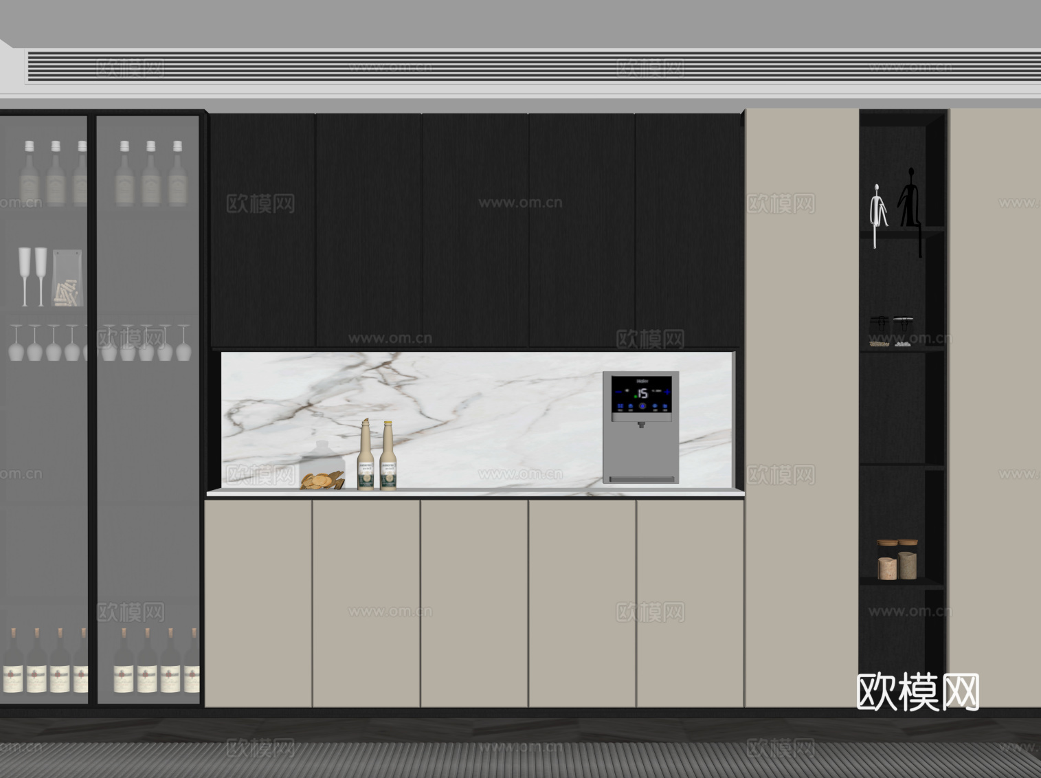 现代酒柜 餐边柜su模型