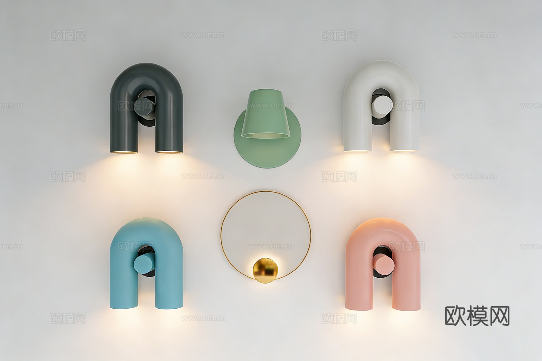 现代奶油风壁灯  拱形U形 几何造型墙面灯su模型