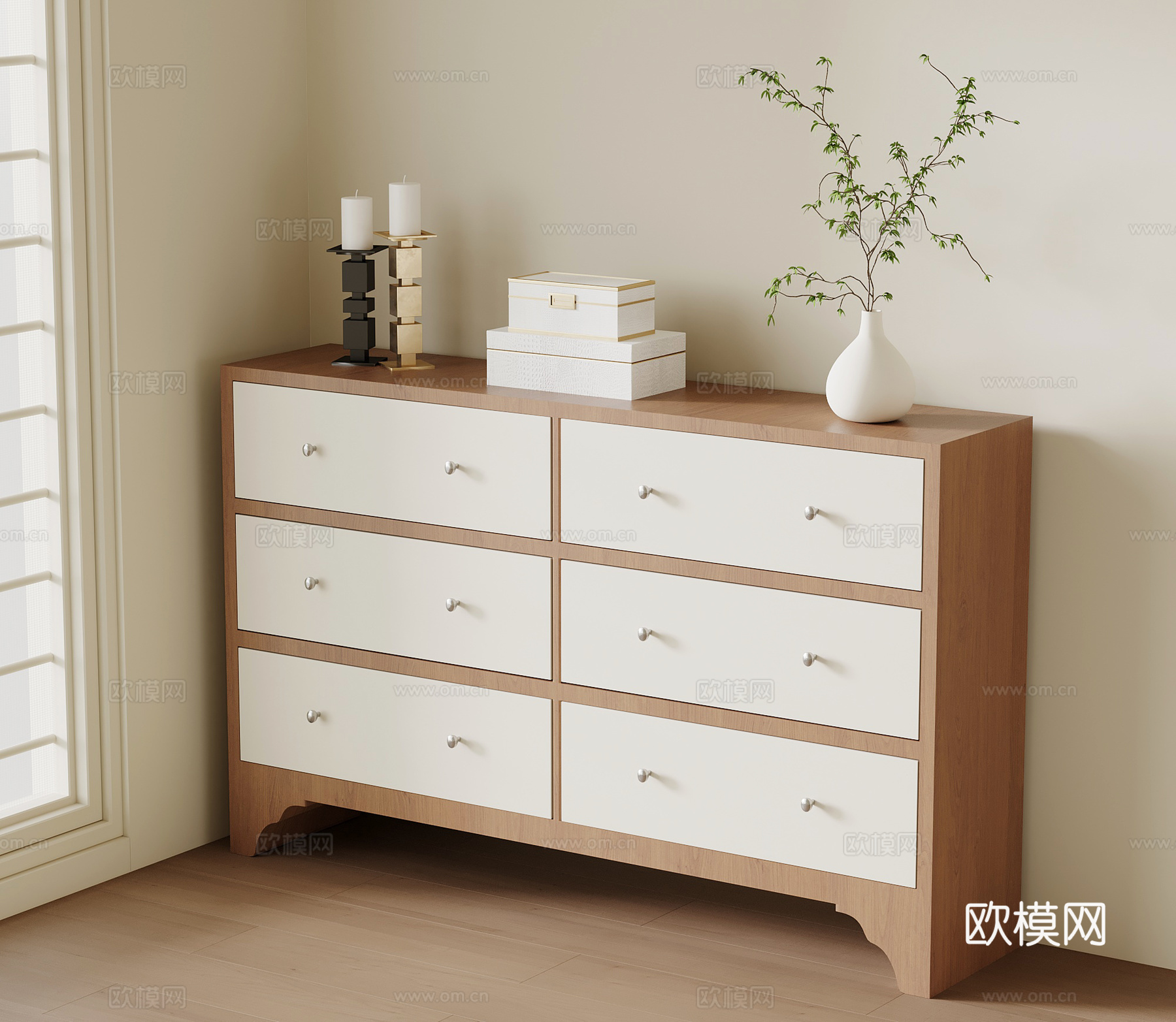 侘寂中古边柜 玄关柜 储物柜su模型