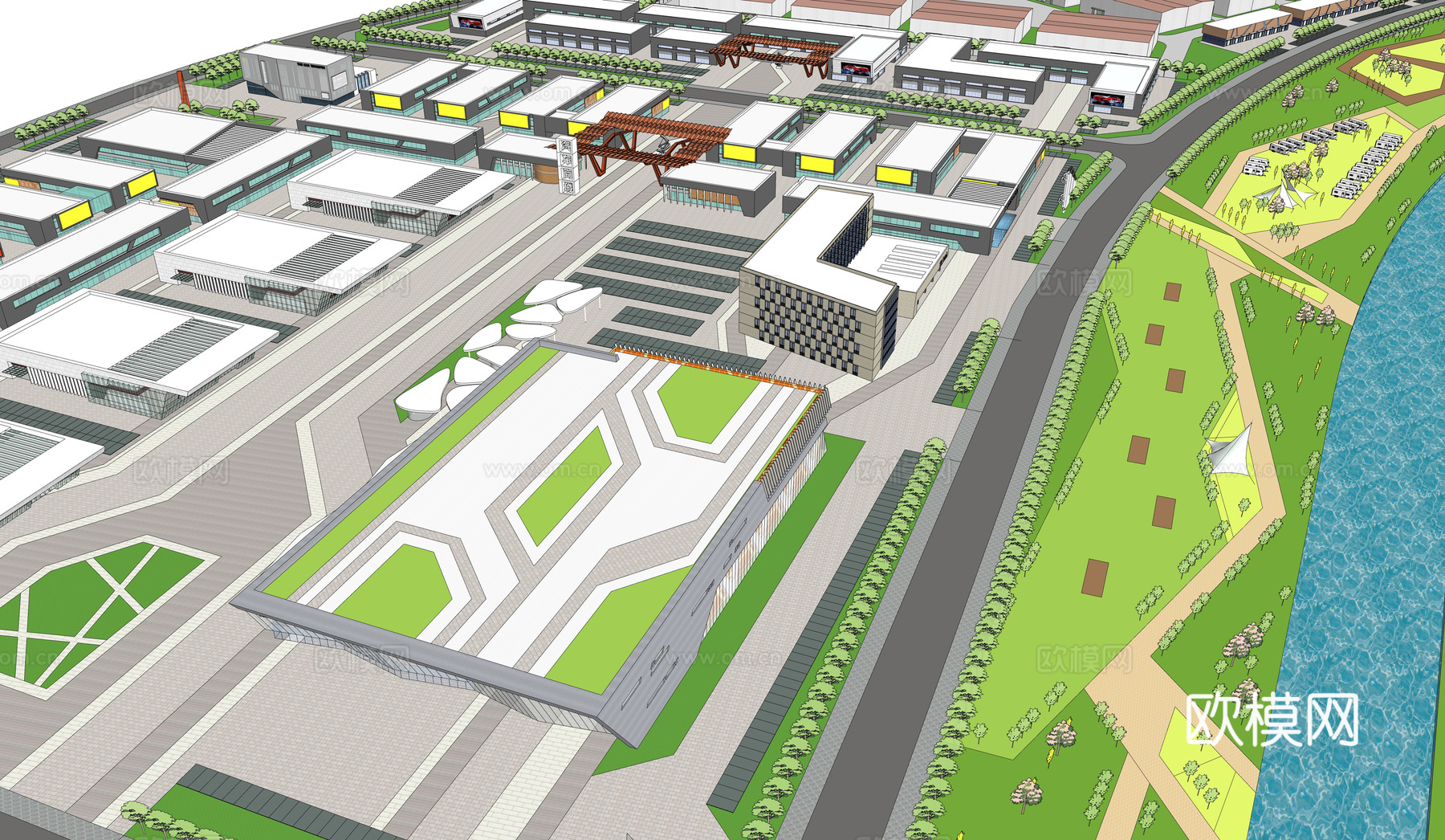 现代景观园林广场园区su模型su模型