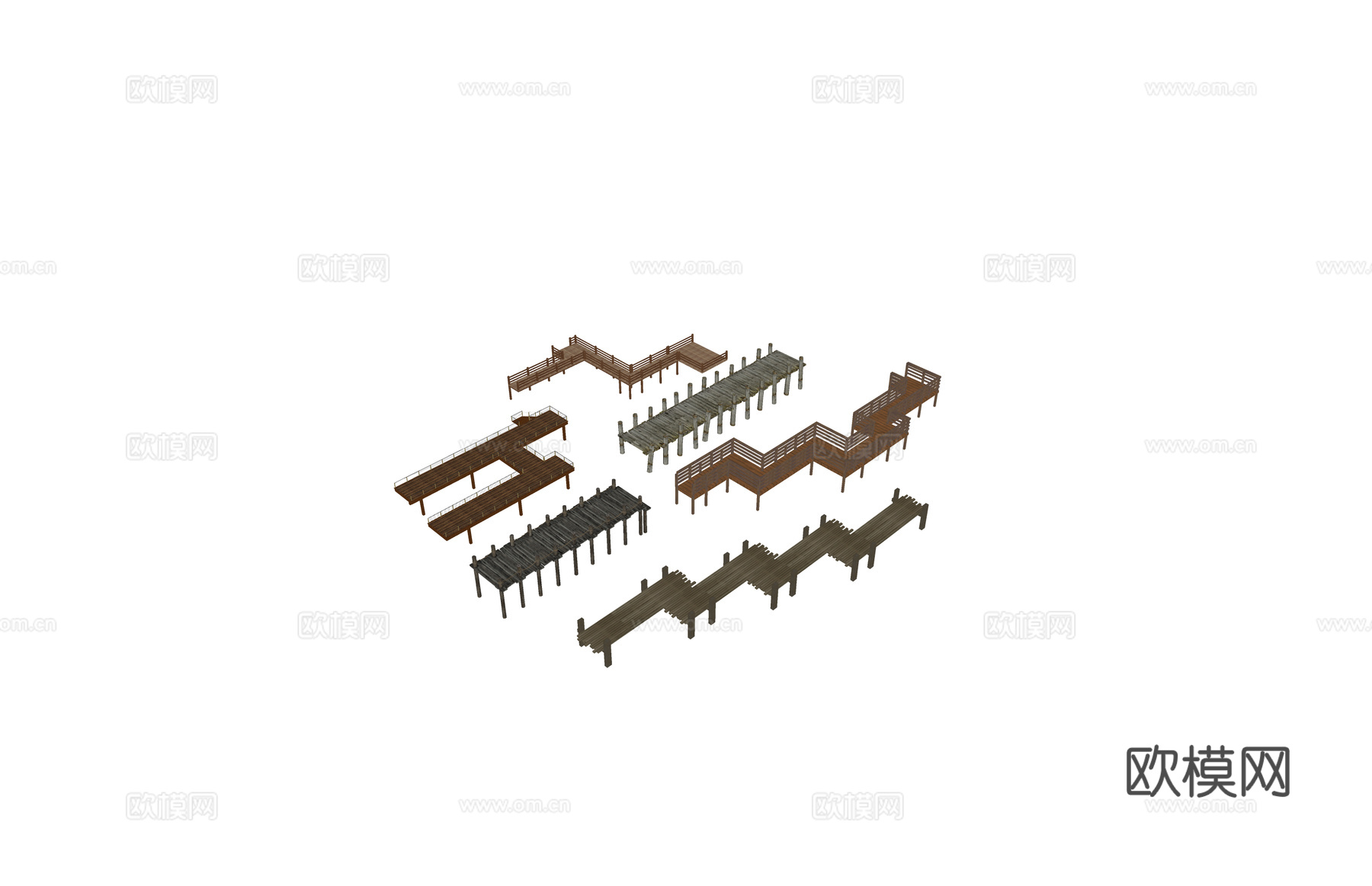 栈道 景观 滨水景观 桥 景观桥 高架桥 桥梁 木栈道 结构su模型下载（渲染图2）