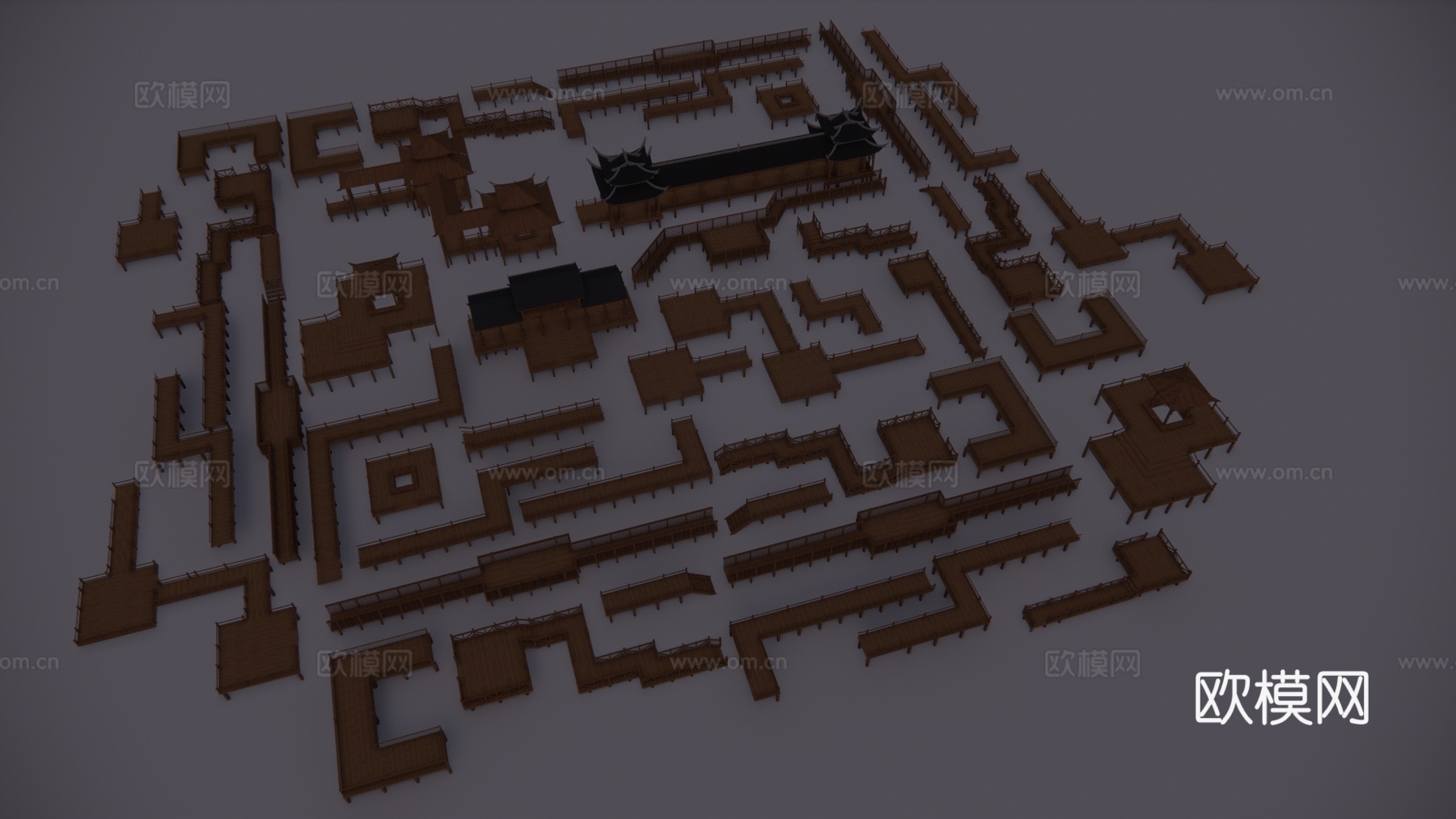 高架桥 滨水景观 景观桥 桥梁 结构桥 桥 木栈道su模型