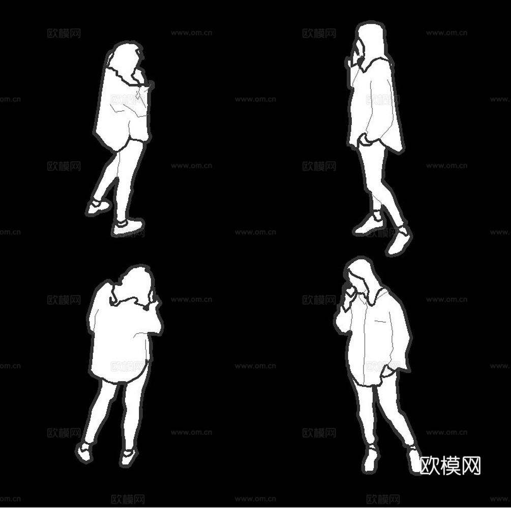 线稿风鸟瞰人物CAD(21张)cad施工图