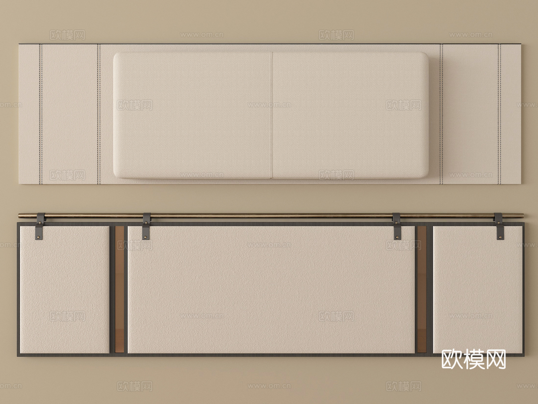 现代床头靠背 软包床靠背 床品su模型