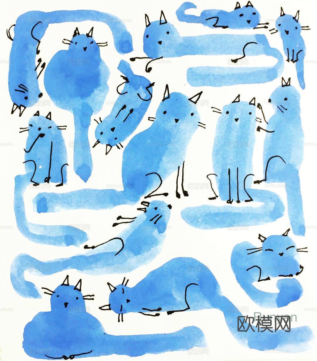 可爱动物手绘，创意童趣插画，猫咪动物插画，治愈系插画，可爱儿下载