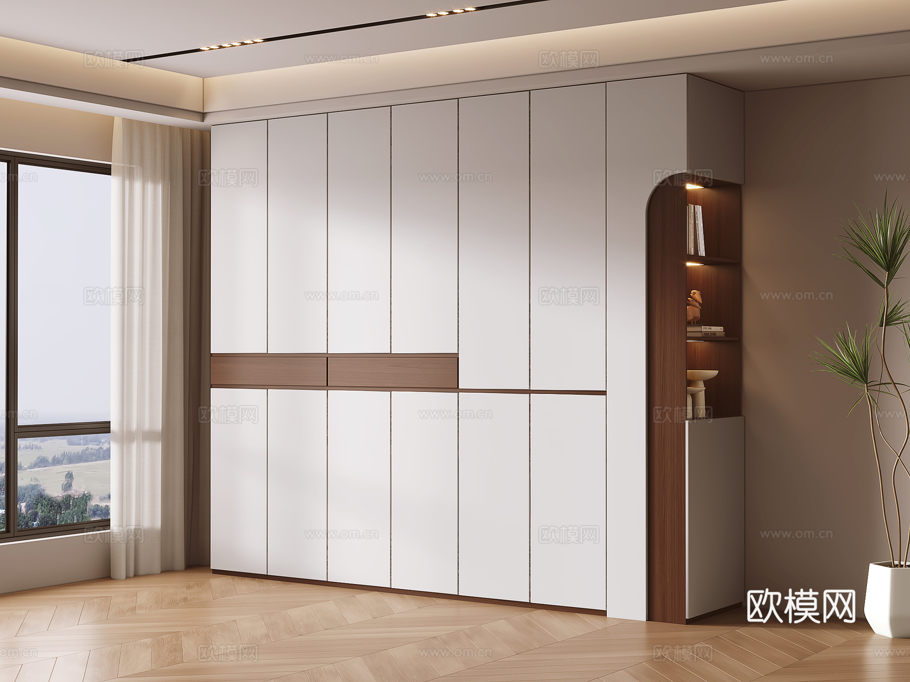 中古风衣柜 卧室衣柜su模型