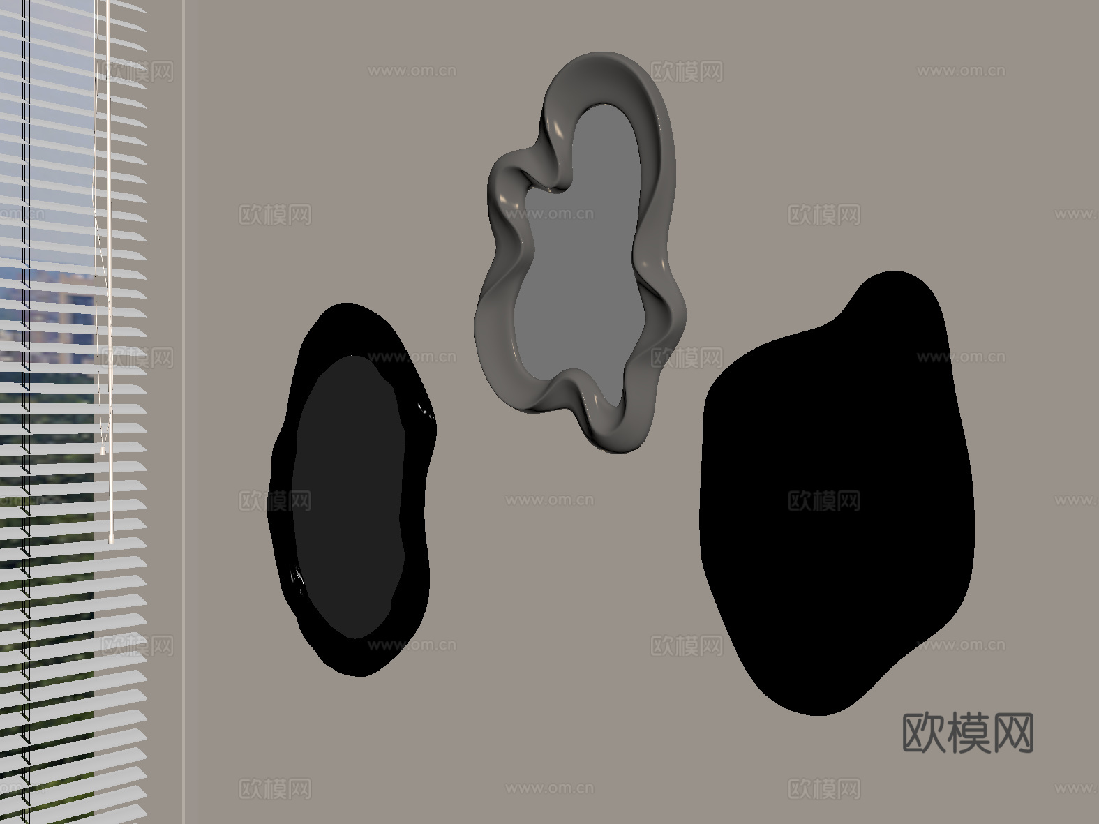 现代镜子 金属镜子 创意镜子 装饰镜子su模型