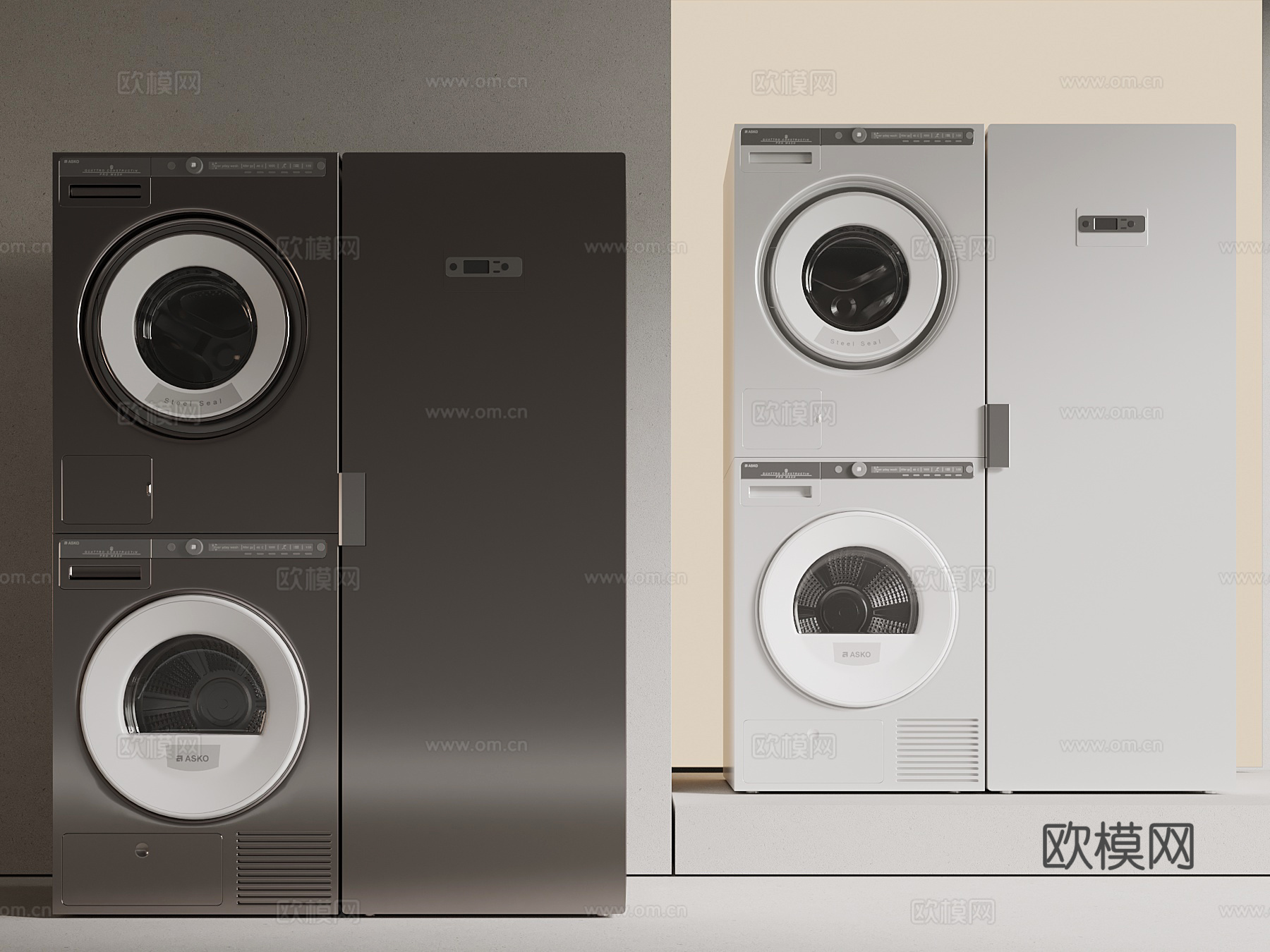 现代洗衣机 滚筒洗衣机_su模型