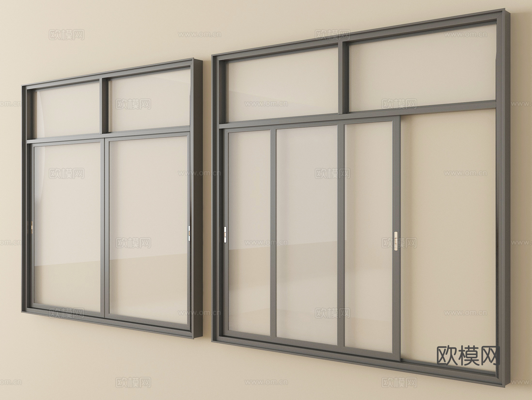 现代窗户推拉窗 落地窗 阳台窗su模型