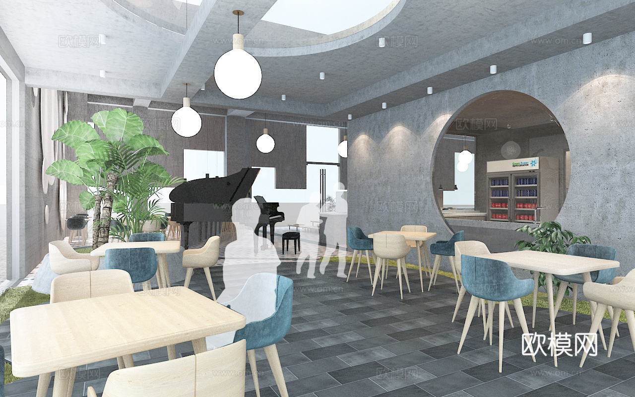 咖啡店 最新全套施工图 效果图合集cad施工图