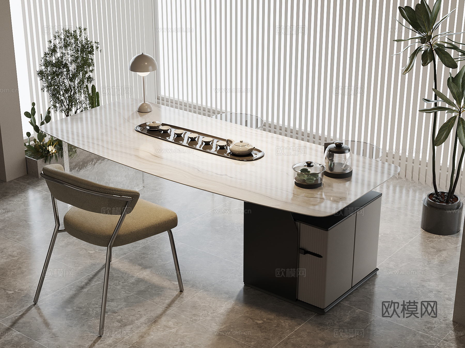 现代茶桌椅su模型