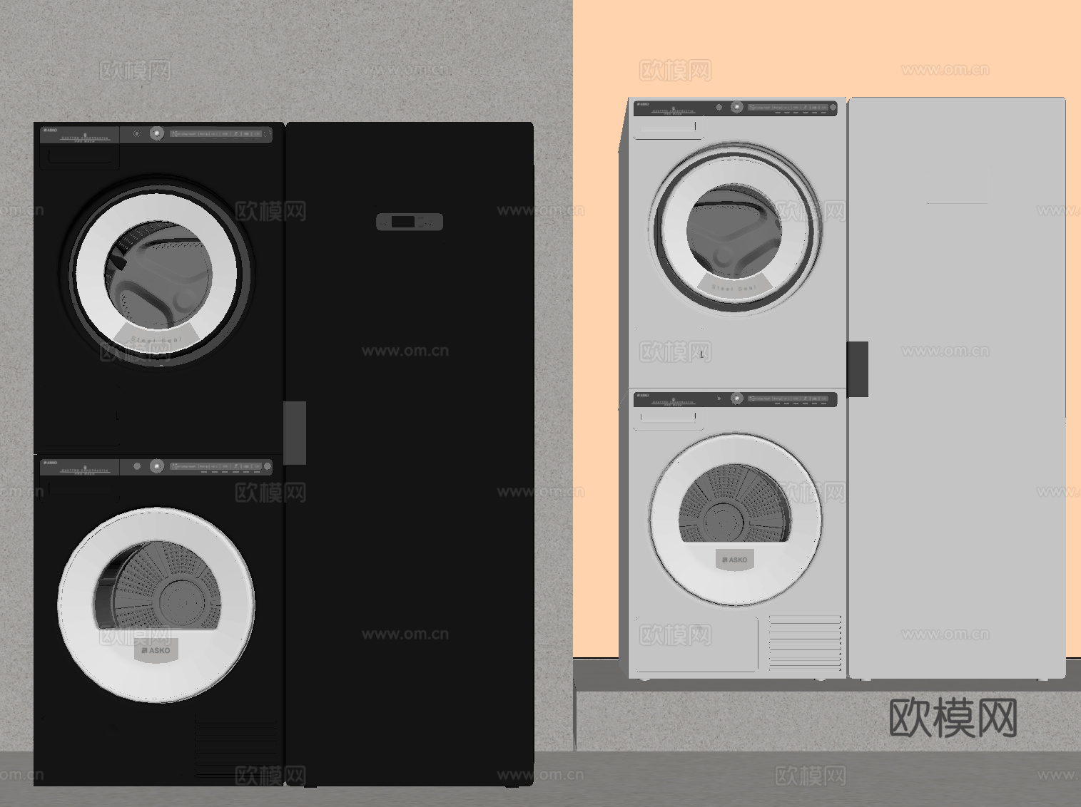 现代洗衣机 滚筒洗衣机_su模型