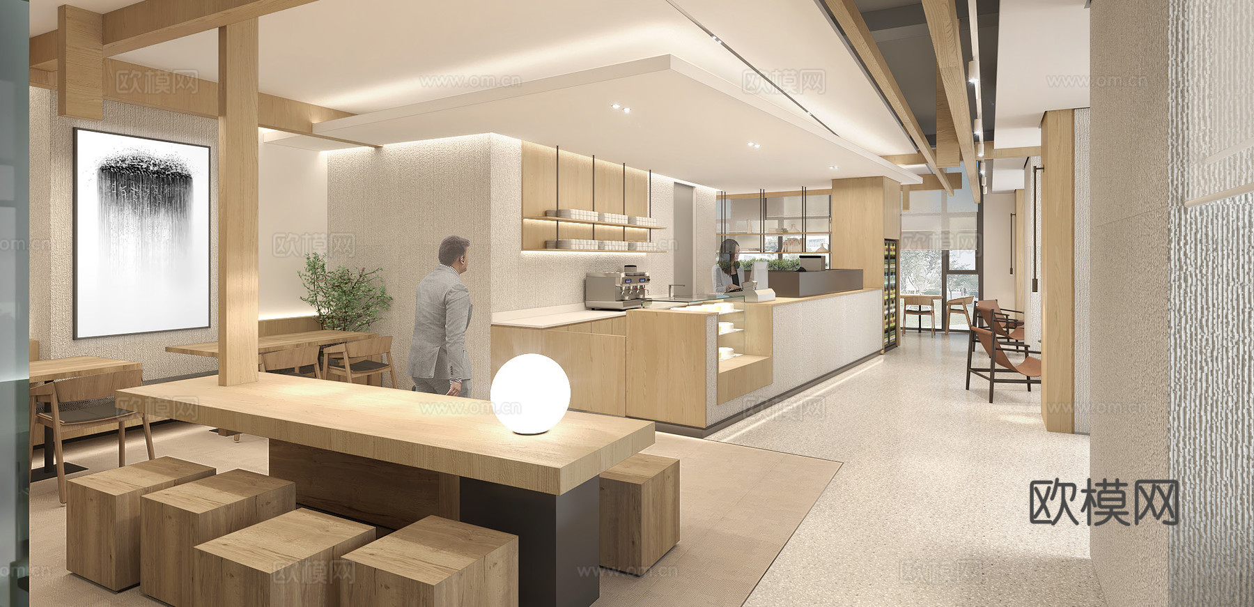 咖啡馆 最新全套施工图 效果图合集cad施工图