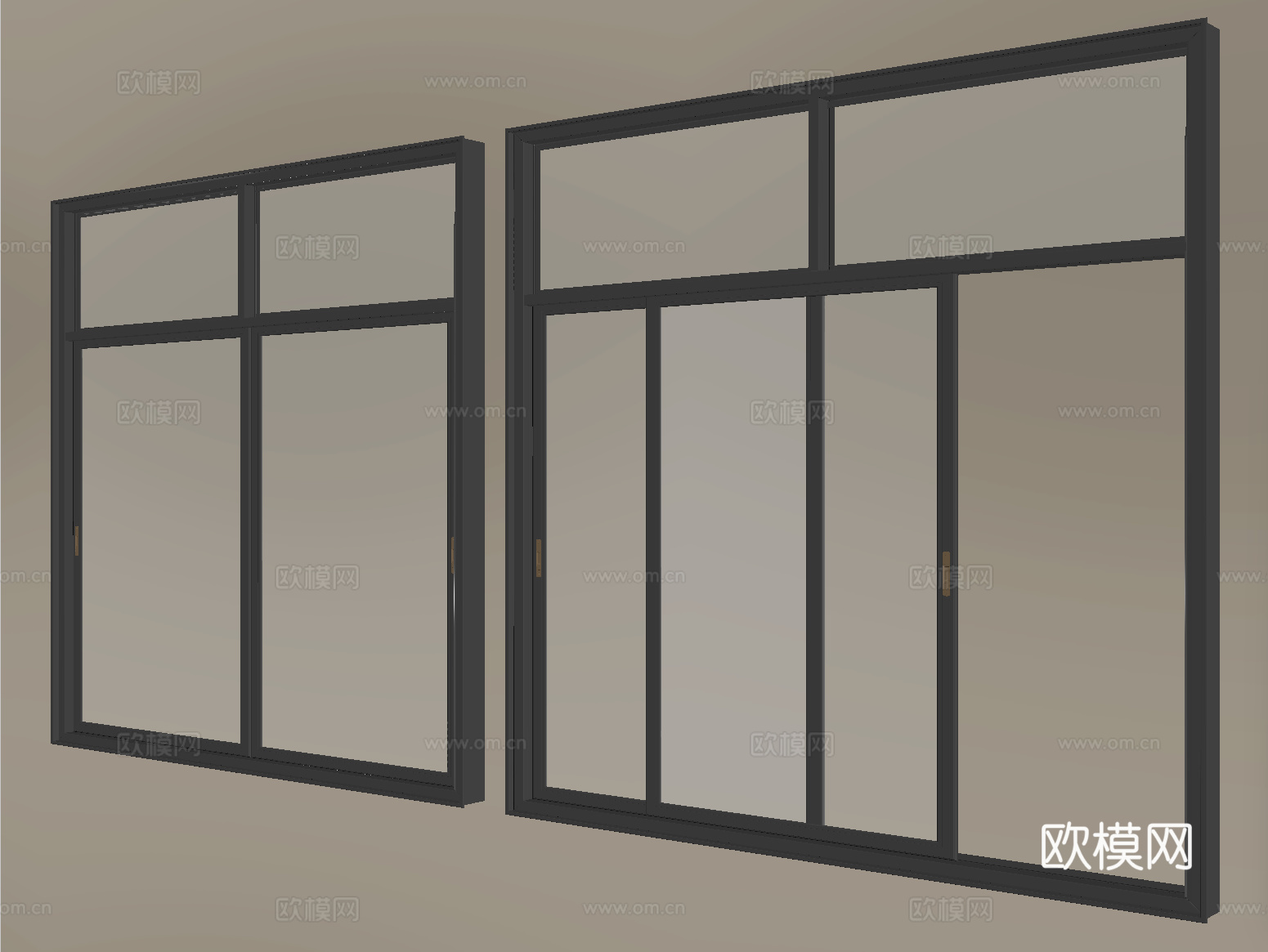 现代窗户推拉窗 落地窗 阳台窗su模型