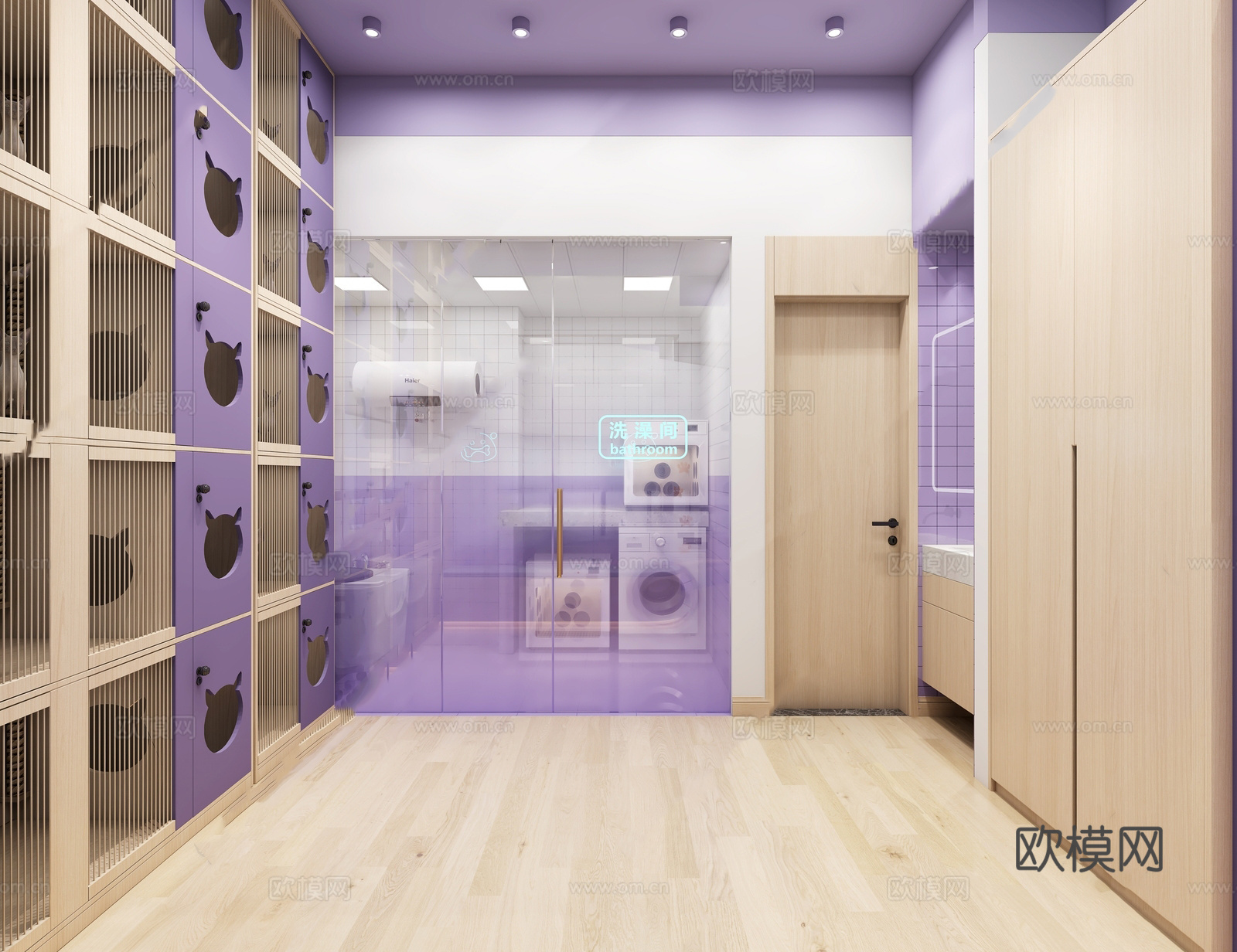 宠物店  最新全套施工图 效果图合集cad施工图