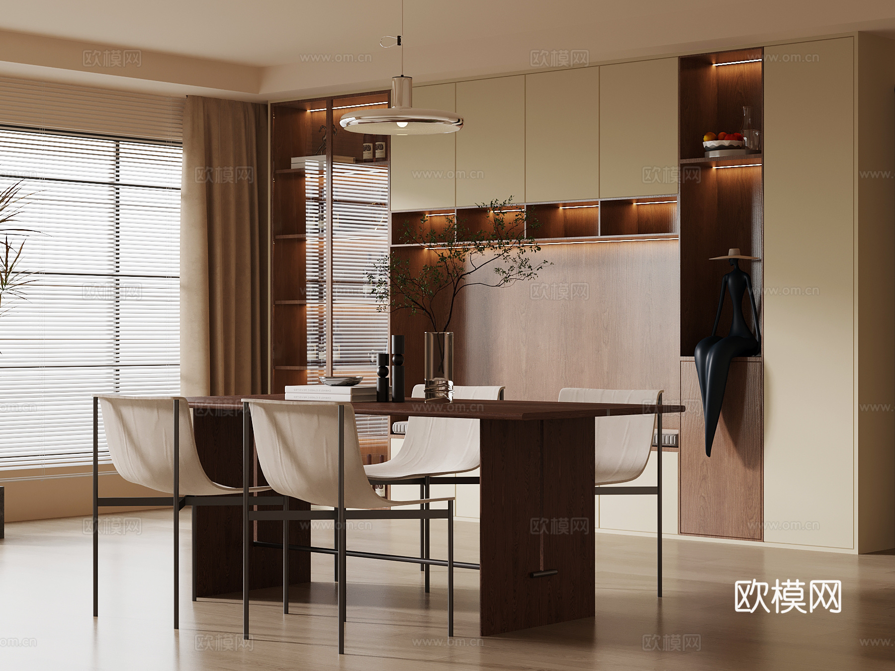 中古风餐厅3d模型下载