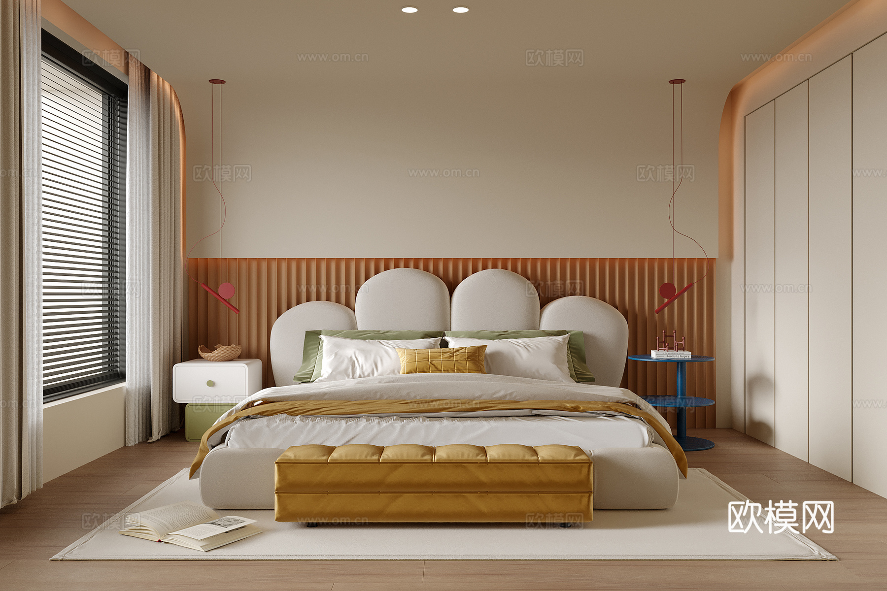 现代儿童房 儿童床su模型