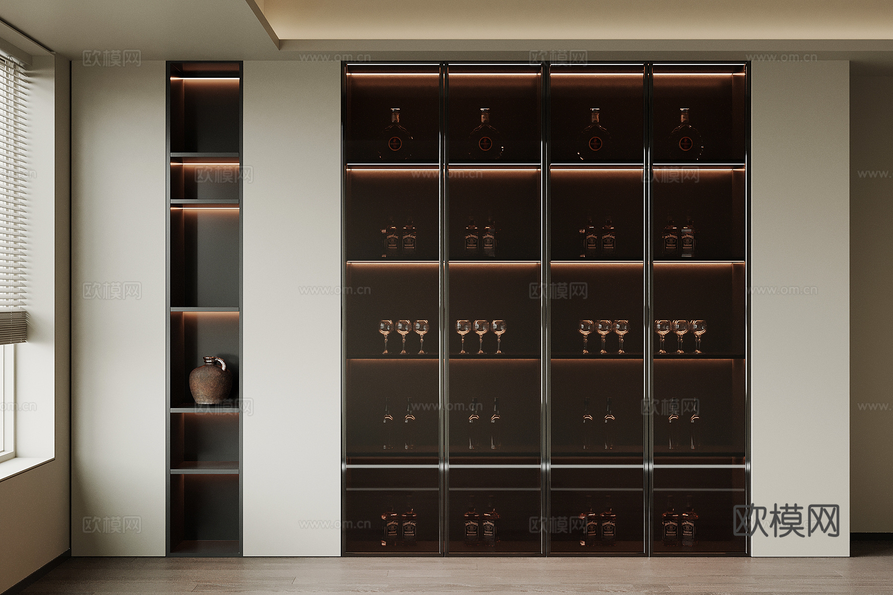 现代酒柜 餐边柜su模型