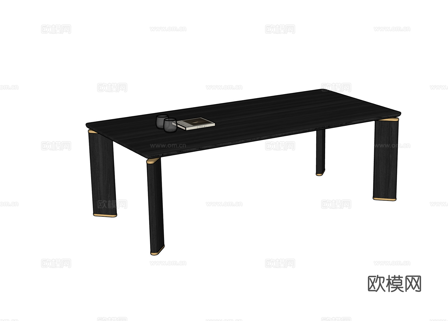 现代意式餐桌 长方形餐桌 书桌 会议桌 办公桌 大板桌su模型