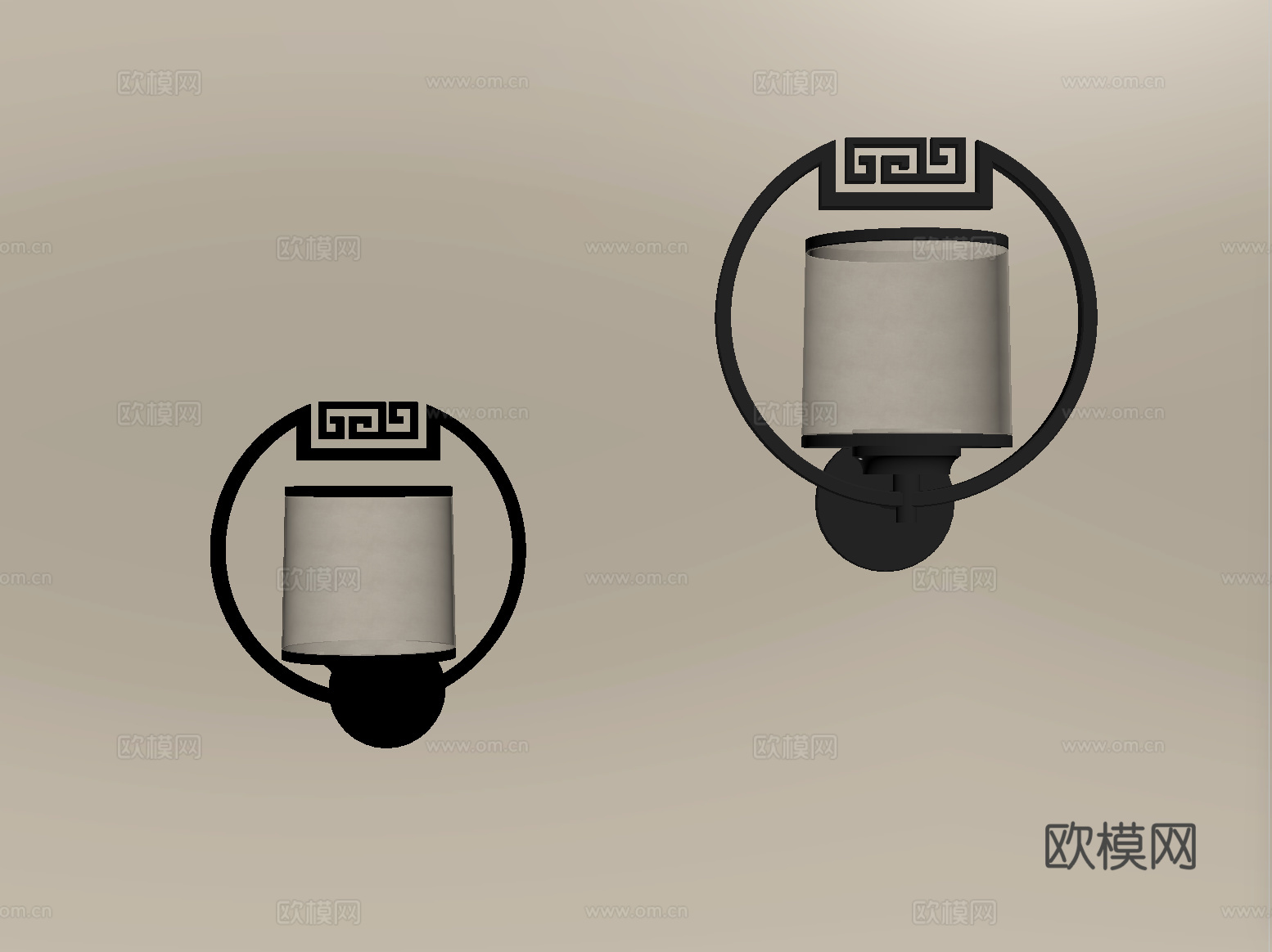新中式壁灯 金属壁灯 装饰灯su模型