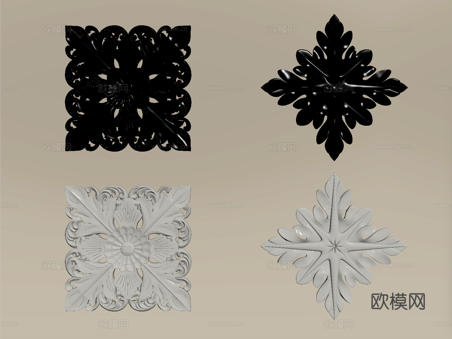 欧式石膏雕花组合 金属雕花su模型su模型