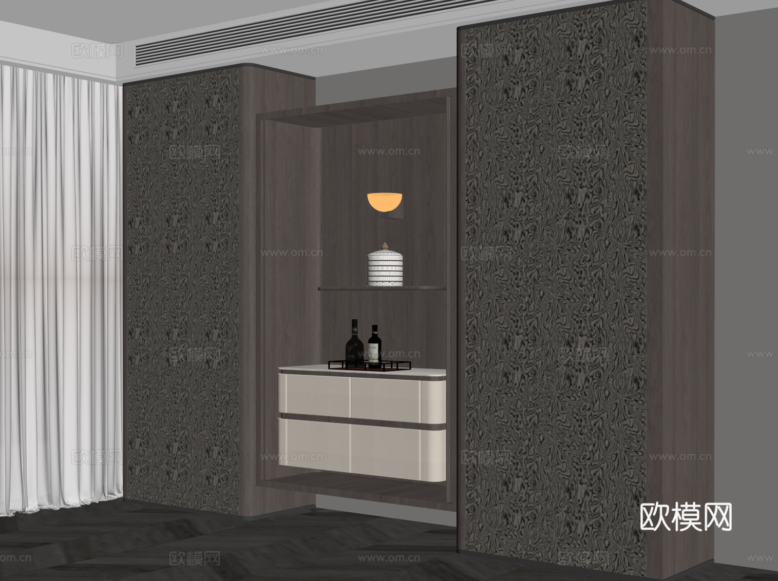 现代意式衣柜 架子su模型