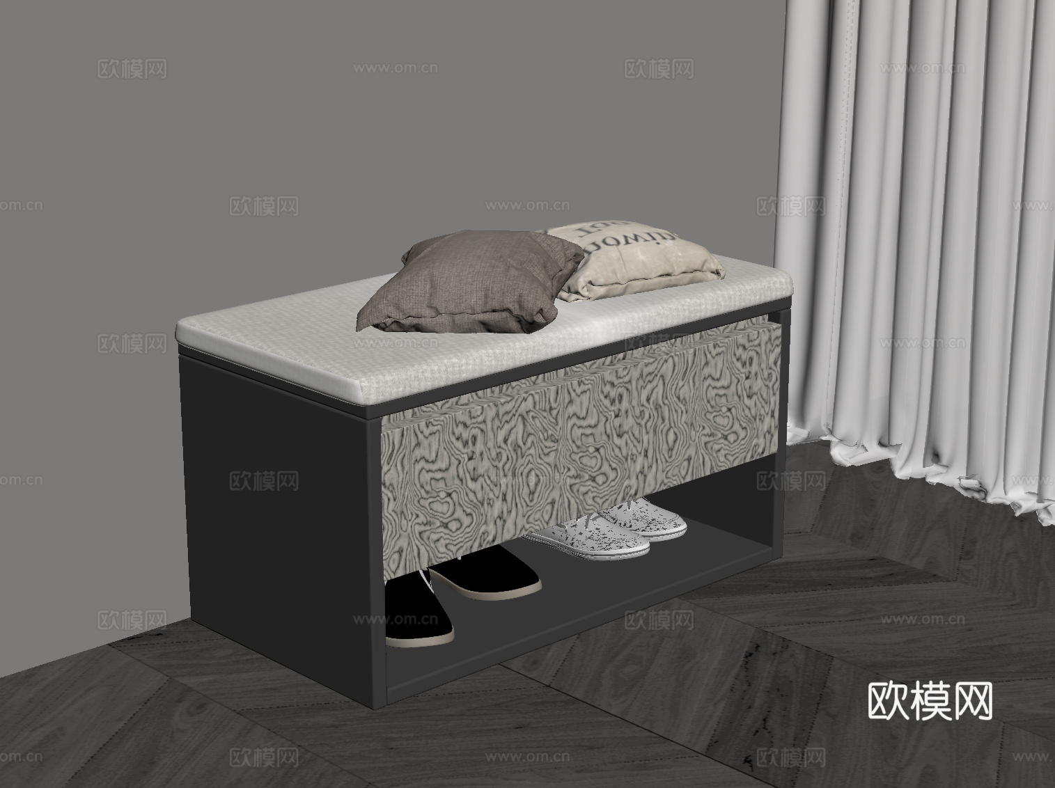 现代意式换鞋凳su模型