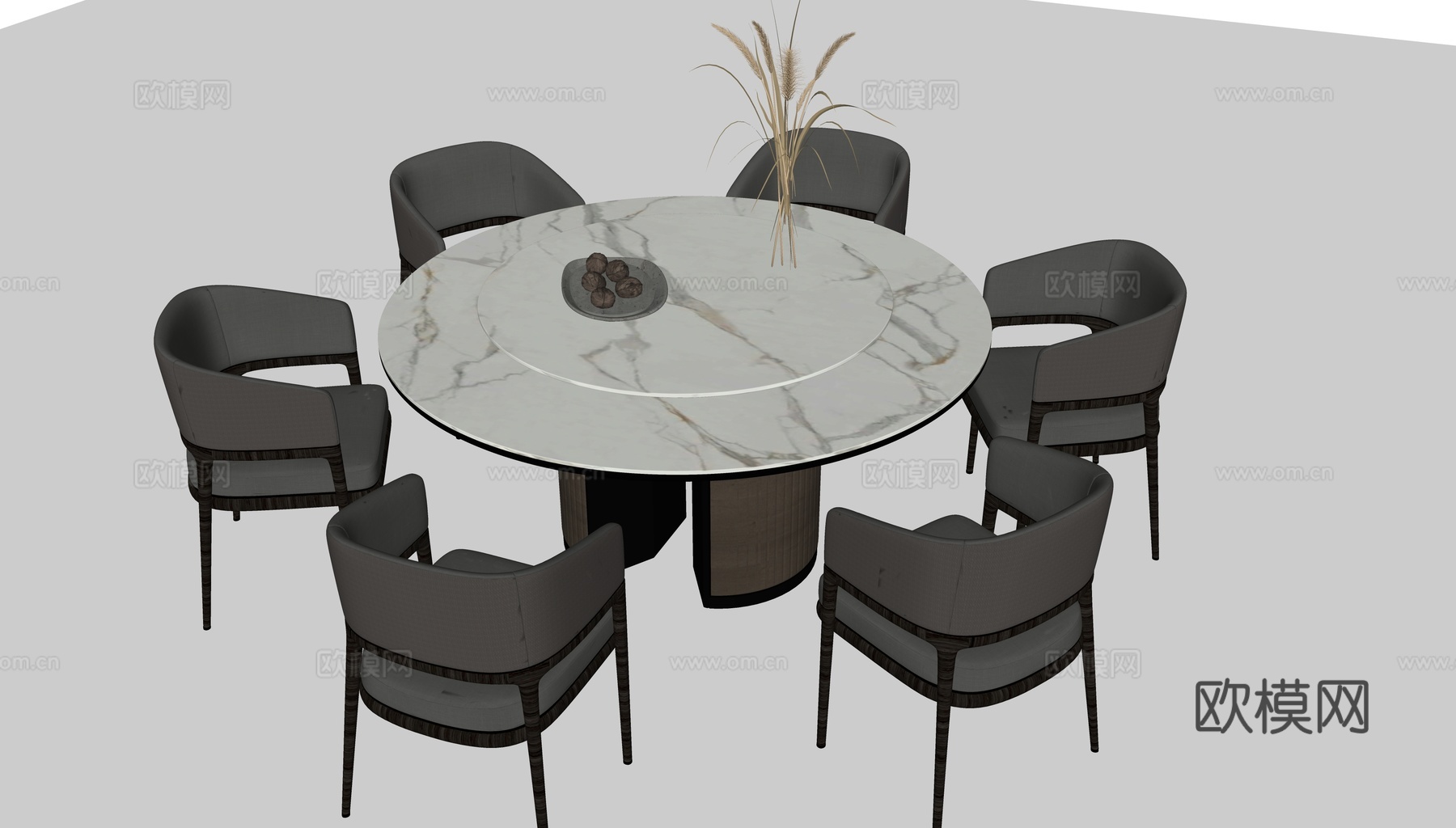 现代意式圆餐桌su模型