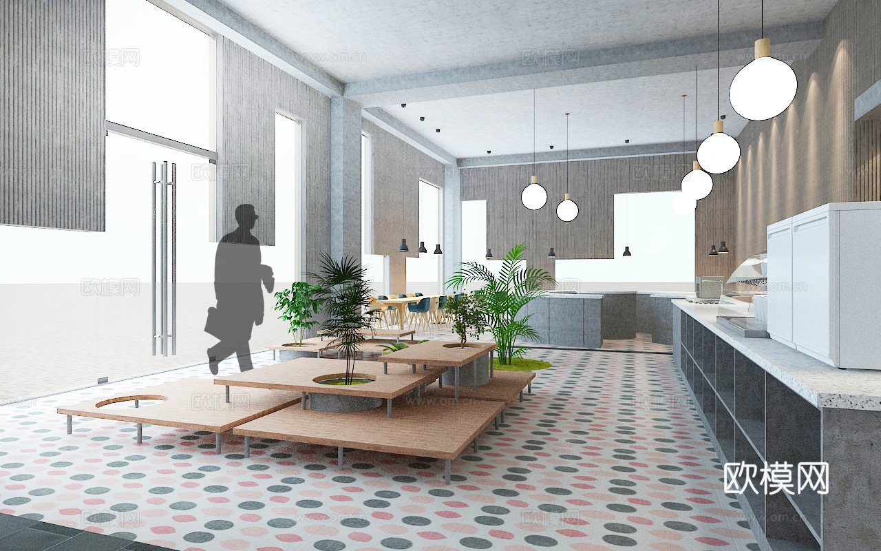 咖啡店 最新全套施工图 效果图合集cad施工图