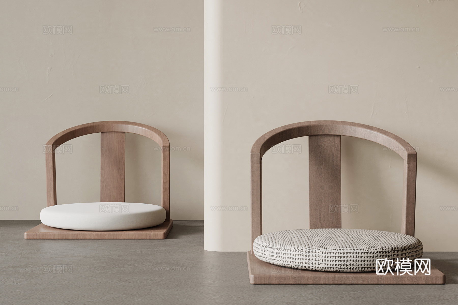 现代中古风休闲椅 坐垫su模型