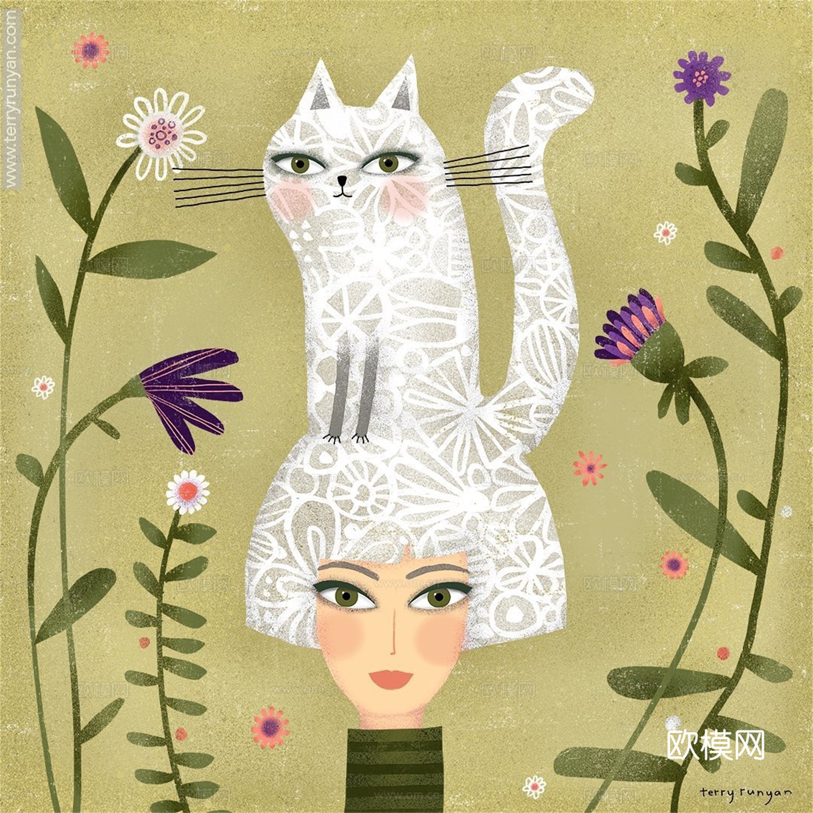 可爱动物手绘，创意童趣插画，猫咪动物插画，治愈系插画，可爱儿下载