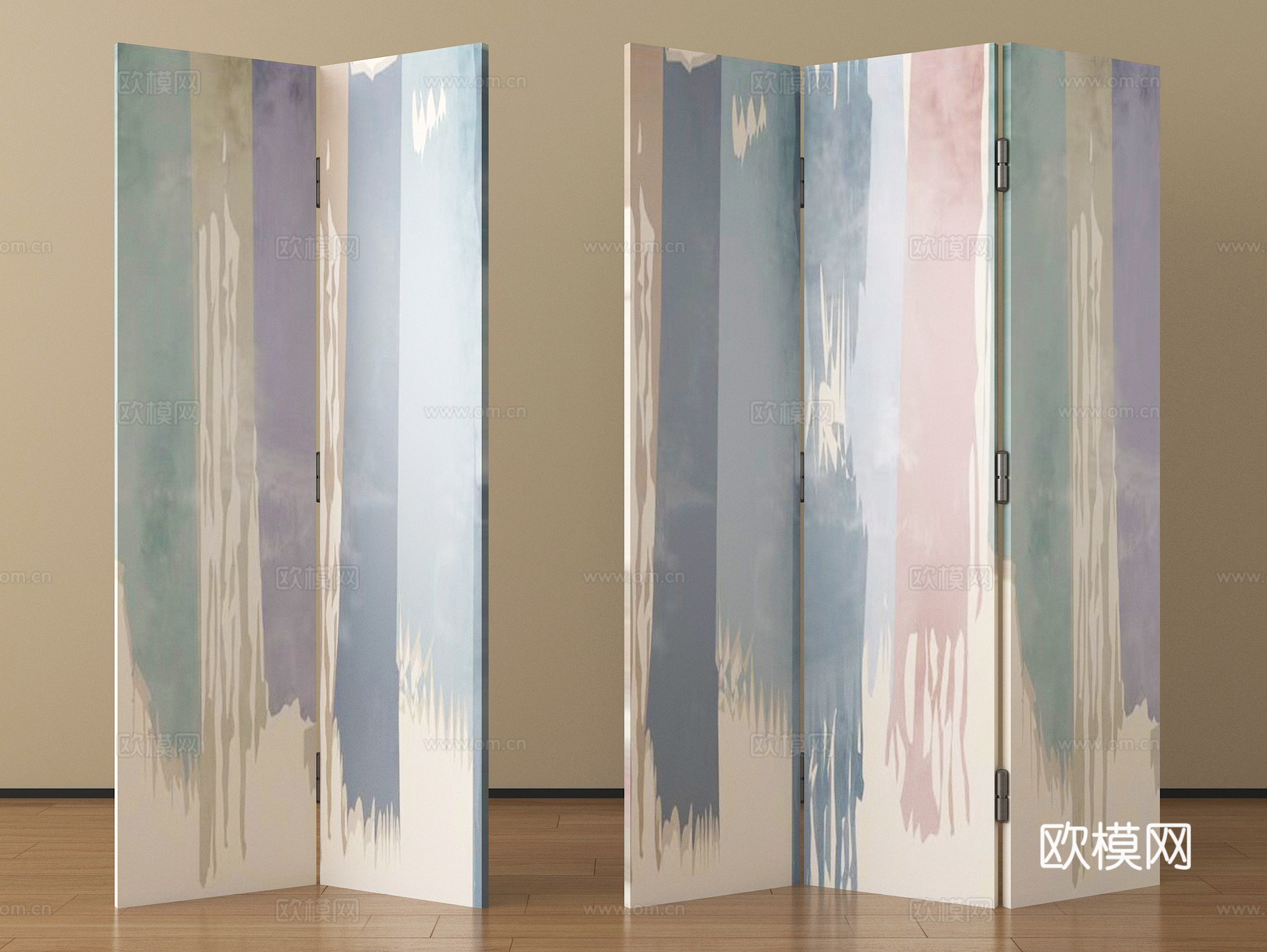 现代屏风隔断 折叠屏风隔断su模型下载（渲染图1）