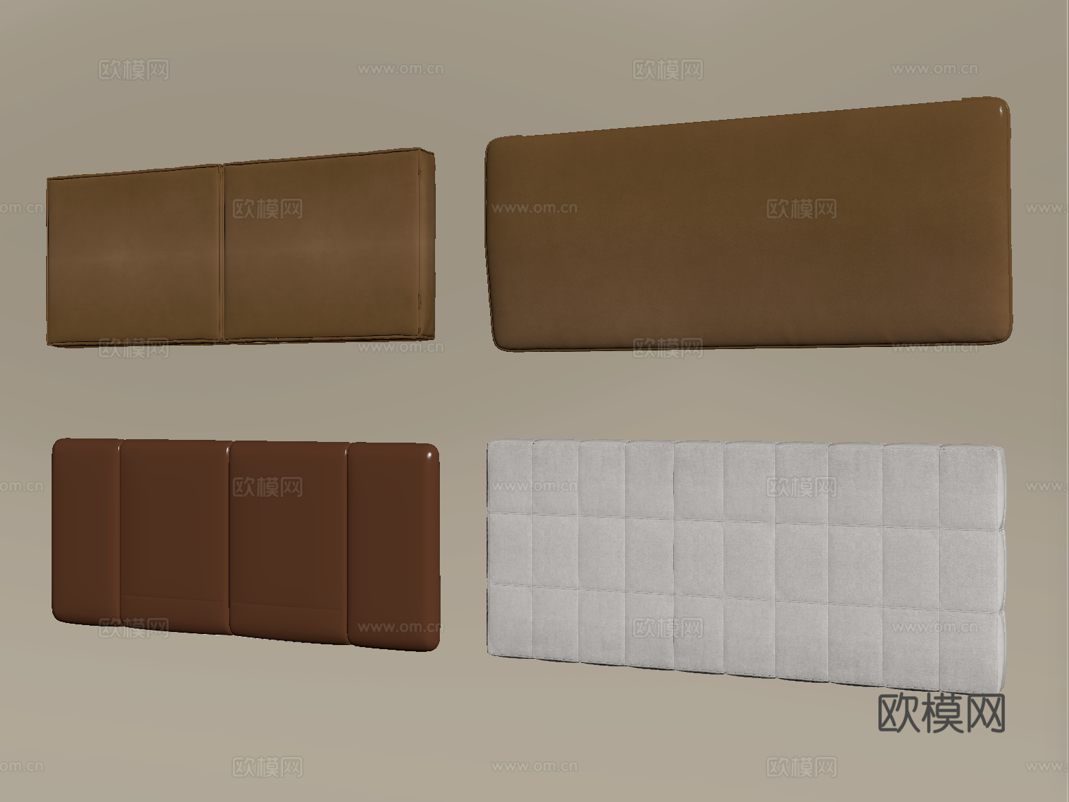 意式软包 床头靠背 床品 皮质软包su模型