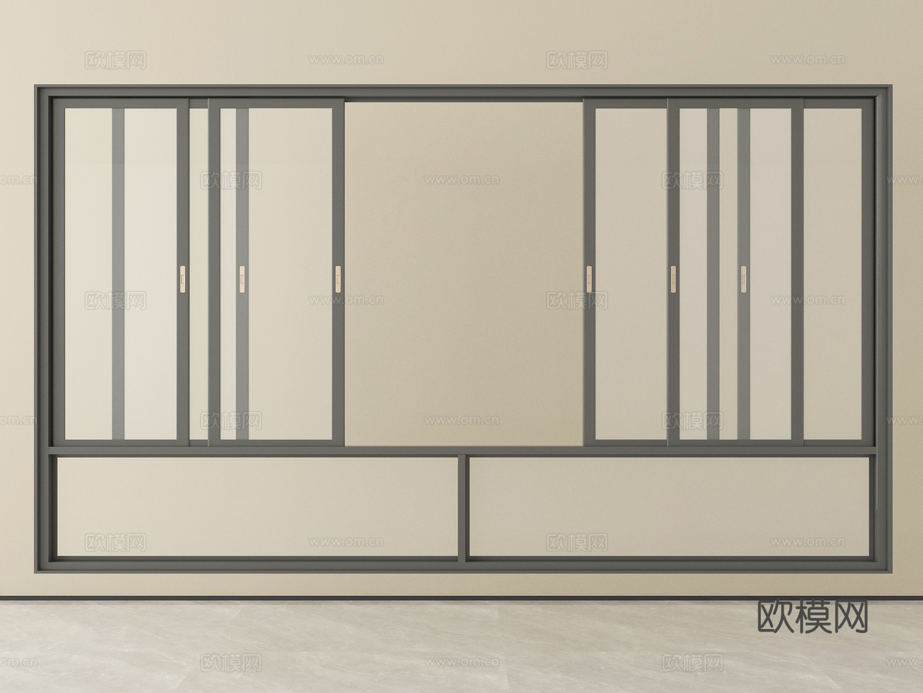 现代窗户推拉窗 落地窗 阳台窗su模型