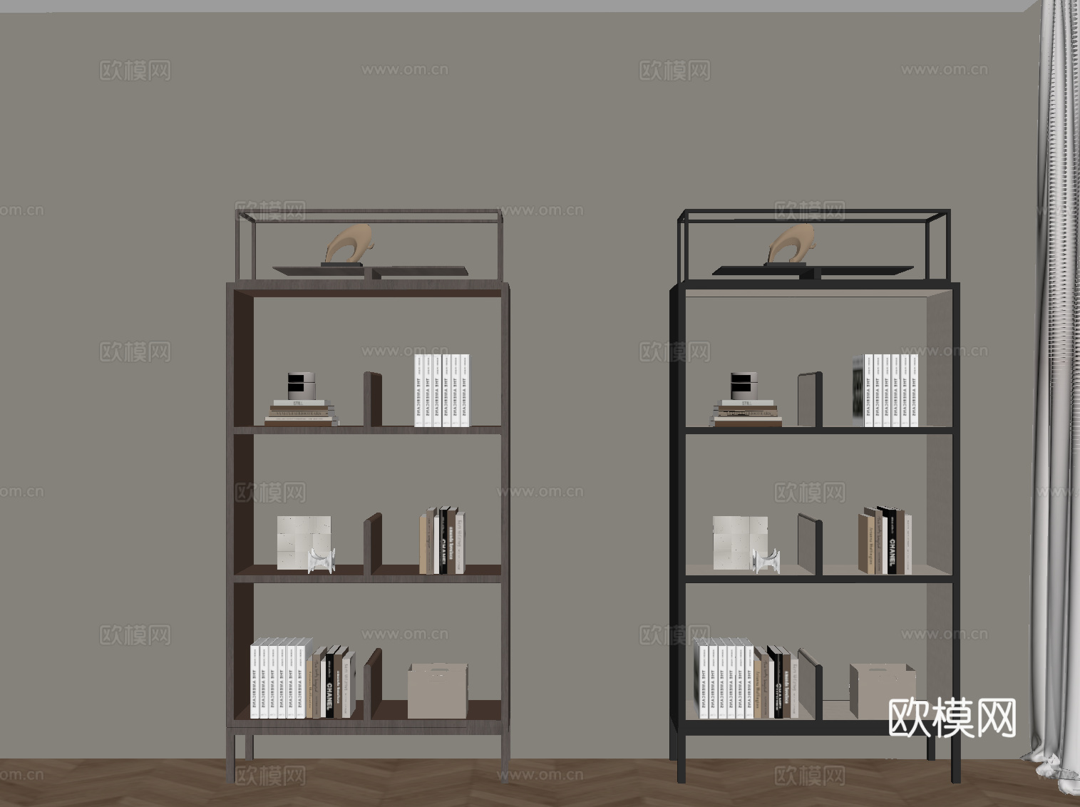 现代书架 置物架su模型