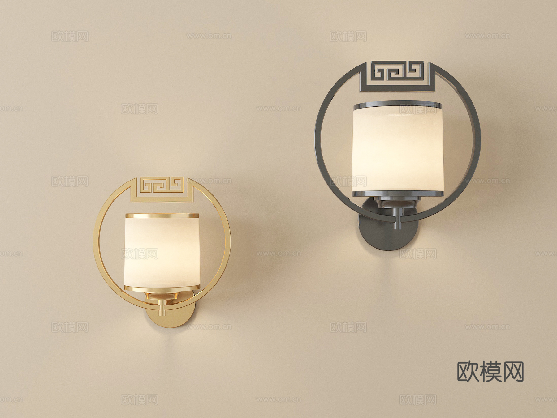 新中式壁灯 金属壁灯 装饰灯su模型