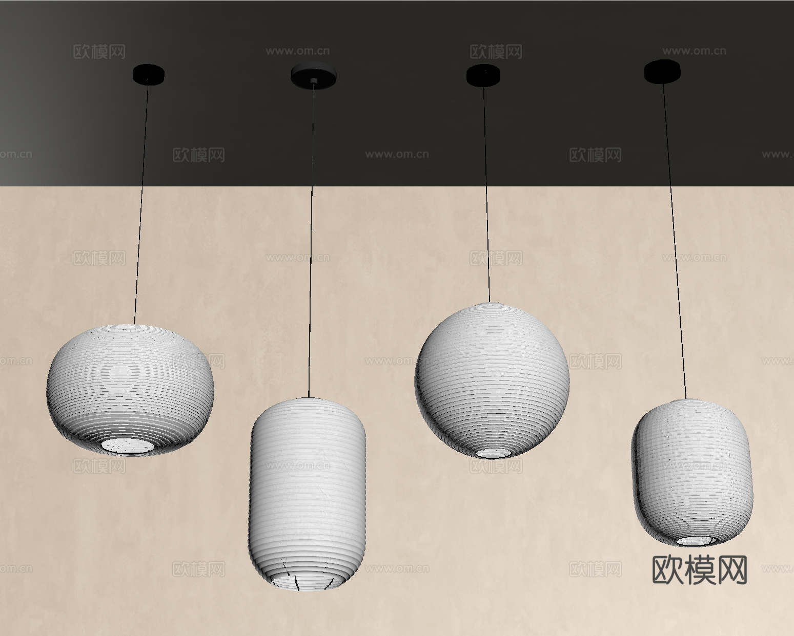 侘寂吊灯 日式灯笼su模型su模型