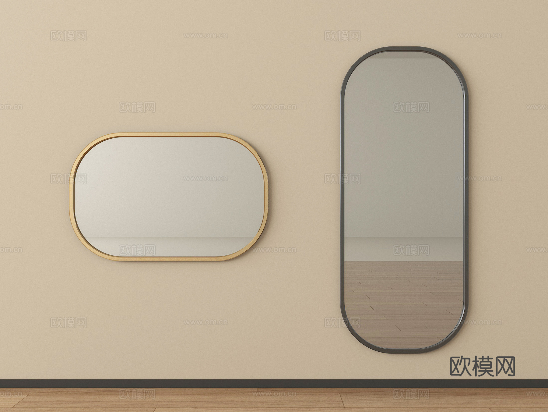 现代浴室镜 化妆镜 装饰镜 穿衣镜 智能镜su模型