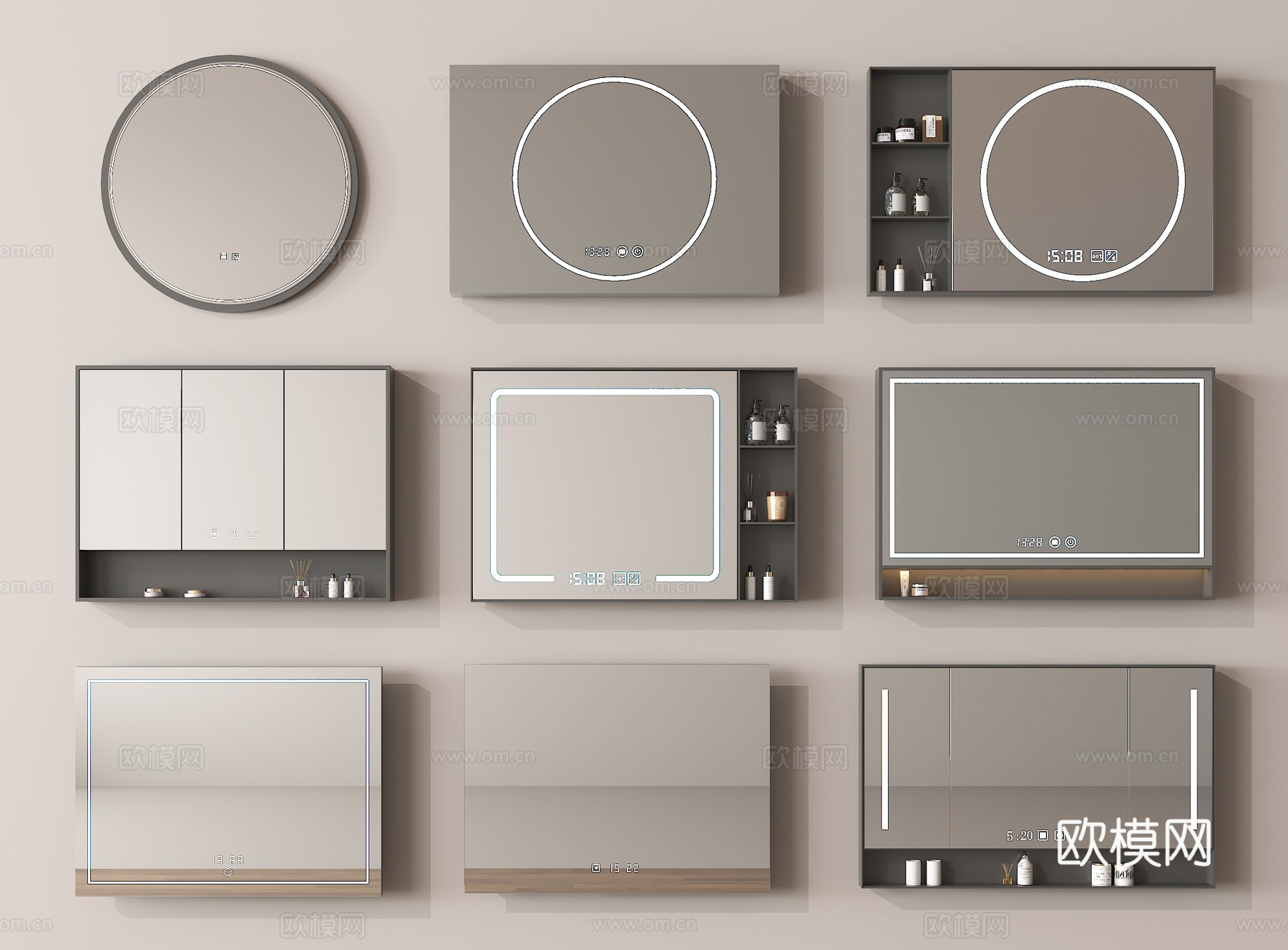 现代镜子 浴室镜 智能镜 化妆镜 装饰镜su模型