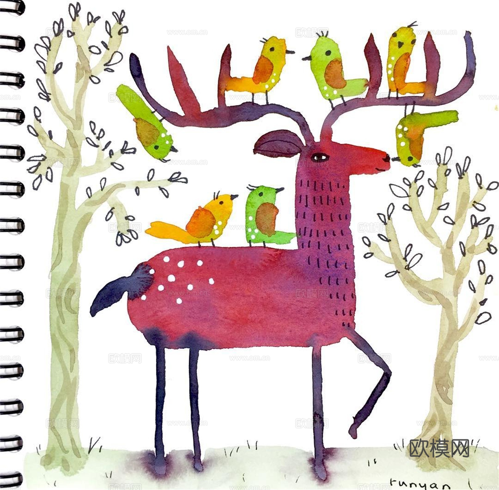 可爱动物手绘，创意童趣插画，猫咪动物插画，治愈系插画，可爱儿