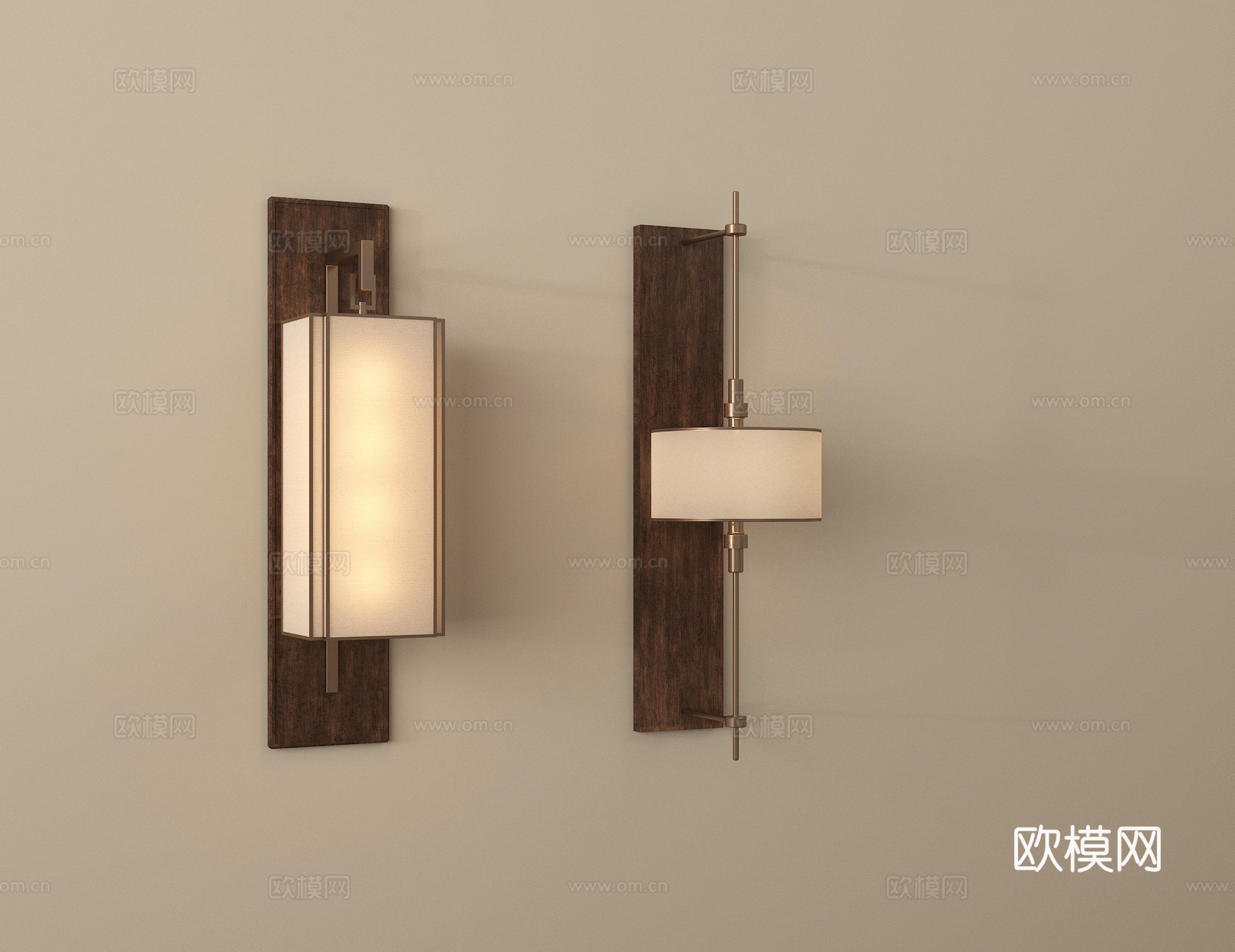 新中式复古壁灯 金属壁灯 长条壁灯su模型